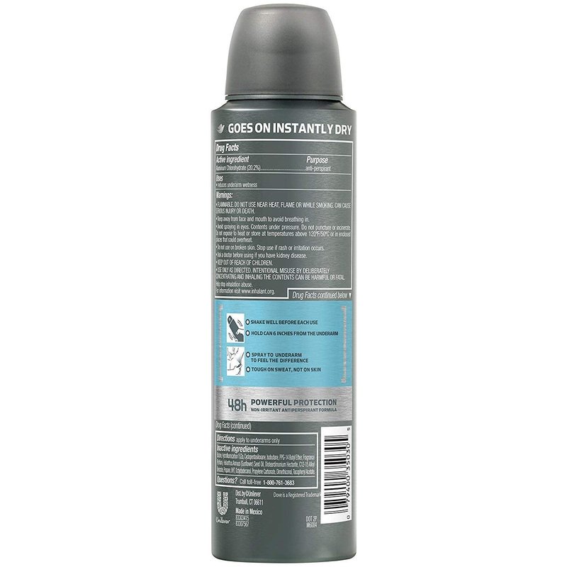 Dove Men + Care Dry Spray Antiperspirant, Clean Comfort 3.8 oz (Pack of 3)