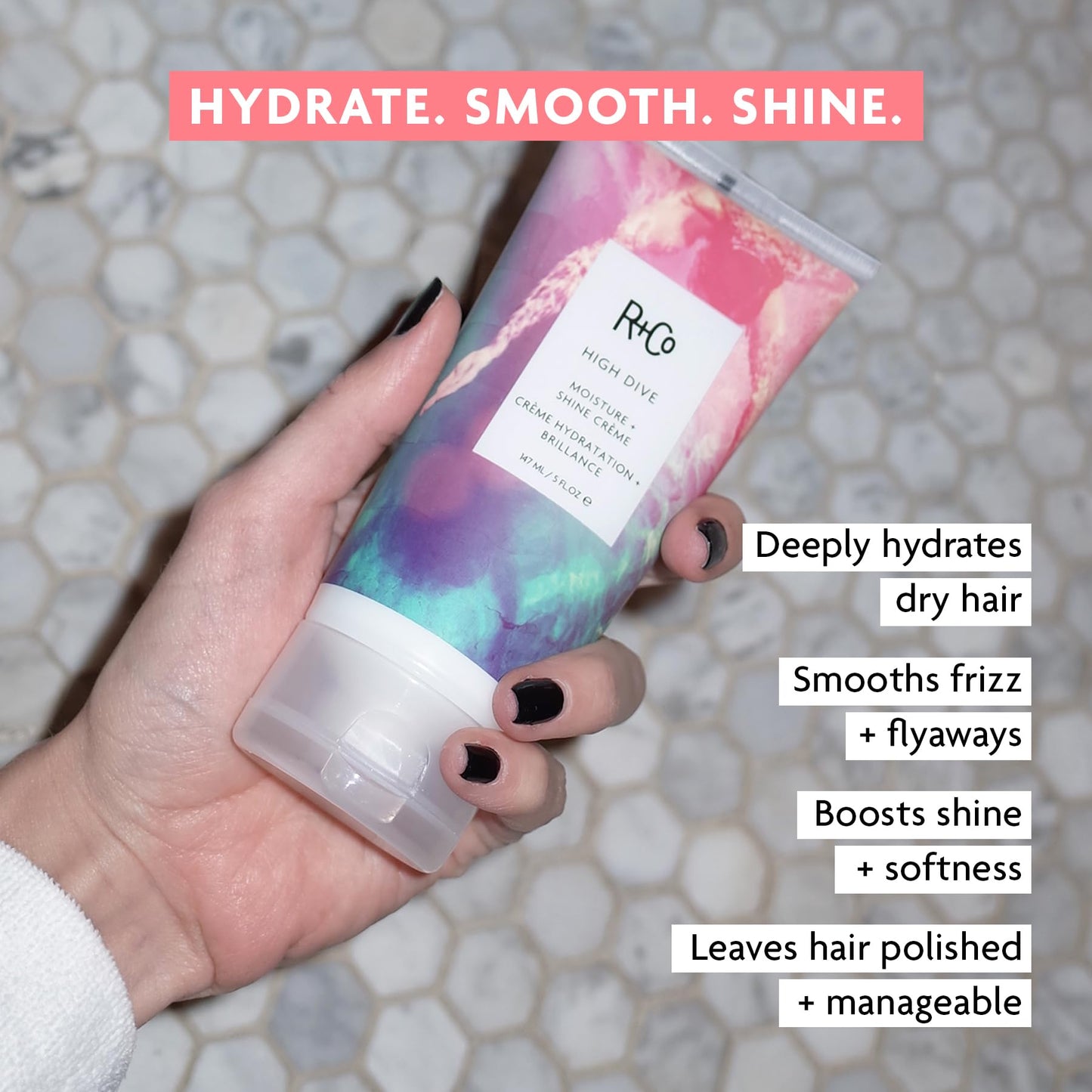 R+Co High Dive Moisture and Shine Crème | Deep Hydration + Softens + Eliminates Frizz | Vegan + Cruelty-Free | 5 Oz