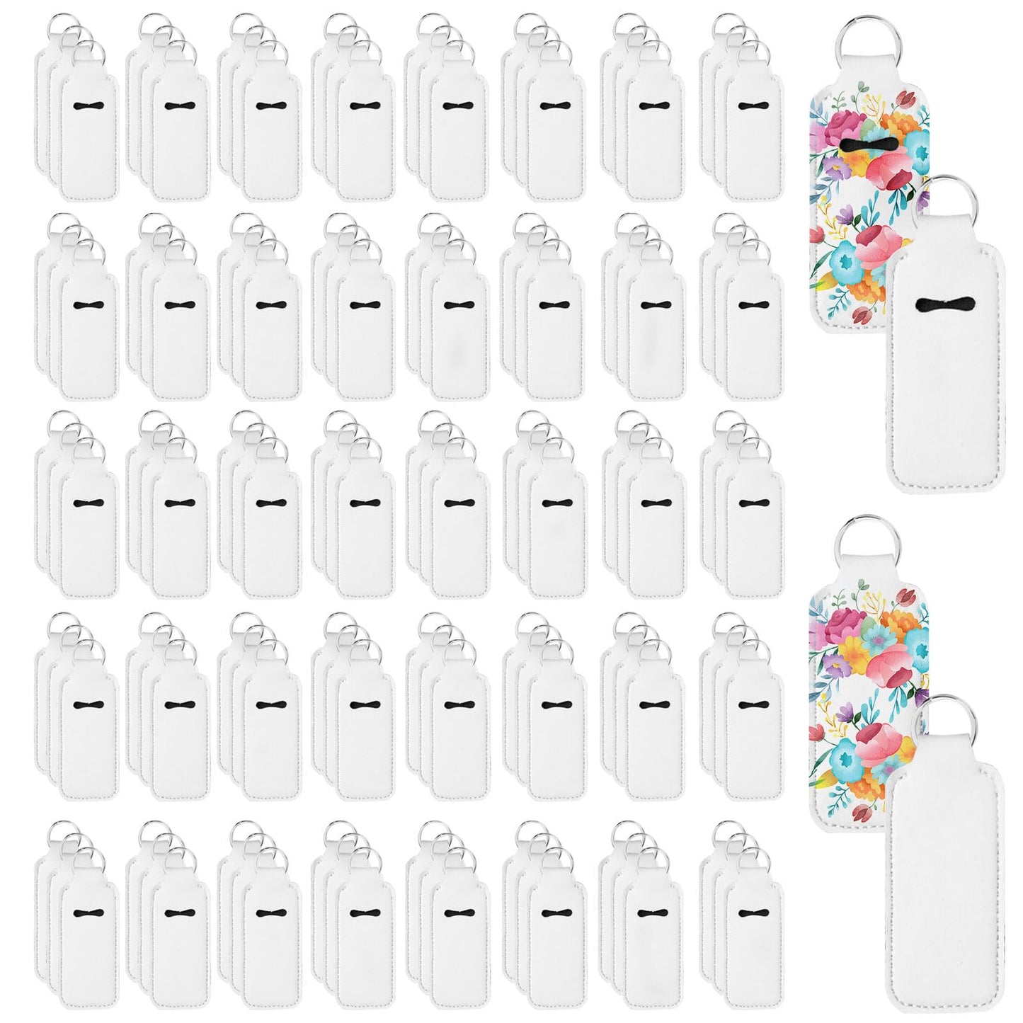 120 Pcs Sublimation Lipstick Holder Keychain with Key Ring Heat Transfer Blank Travel Keychain Small Items Organizer for Women Travel Supplies