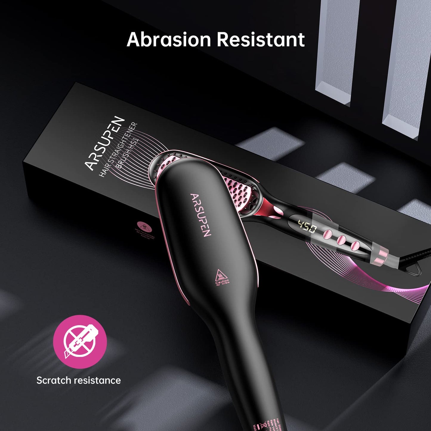 Hair Straightener Brush, Brush Straightener for Women with Anti-Scald & Auto Temperature Lock and Auto-Off, MCH Ceramic Heating