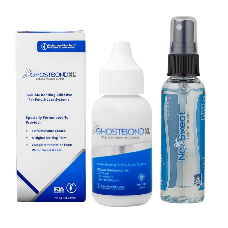 GHOSTBOND XL Wig Glue & No Sweat Scalp Antiperspirant Set - Water & Oil-Resistant Formula for Secure Lace Wig Bonding | 1.3oz & 2oz