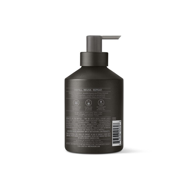 Method Gel Hand Soap, Vetiver + Amber, Reusable Black Aluminum Bottle, 12 oz (Pack of 3)
