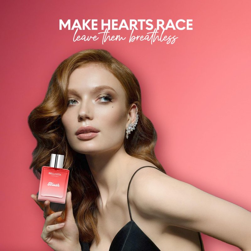 Bellavita Luxury Blush Eau de Parfum | 100 ml (3.4 fl.oz.) | Perfume for Women | Sweet, Tropical Red Fruits, Musk, and Sandalwood Notes | Long Lasting Fragrance | Mother's day Present