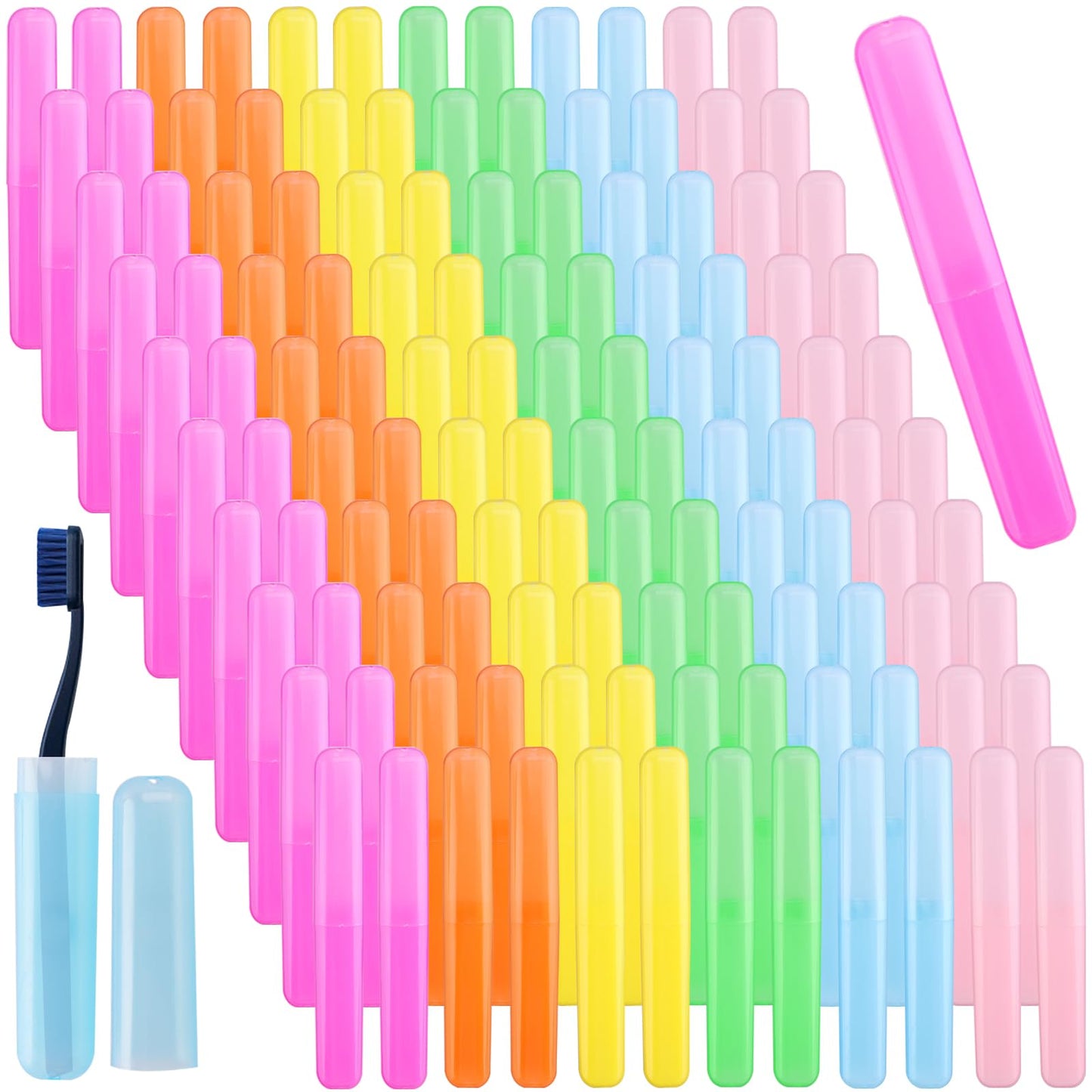 NICEMOVIC 120Pcs Travel Toothbrush Case Holder, Portable Dust Proof Breathable, Classroom Pencil Case Holder, Bulk Toothbrush Holder for Bathroom Indoor Outdoor Travel Trip Camping Back to School