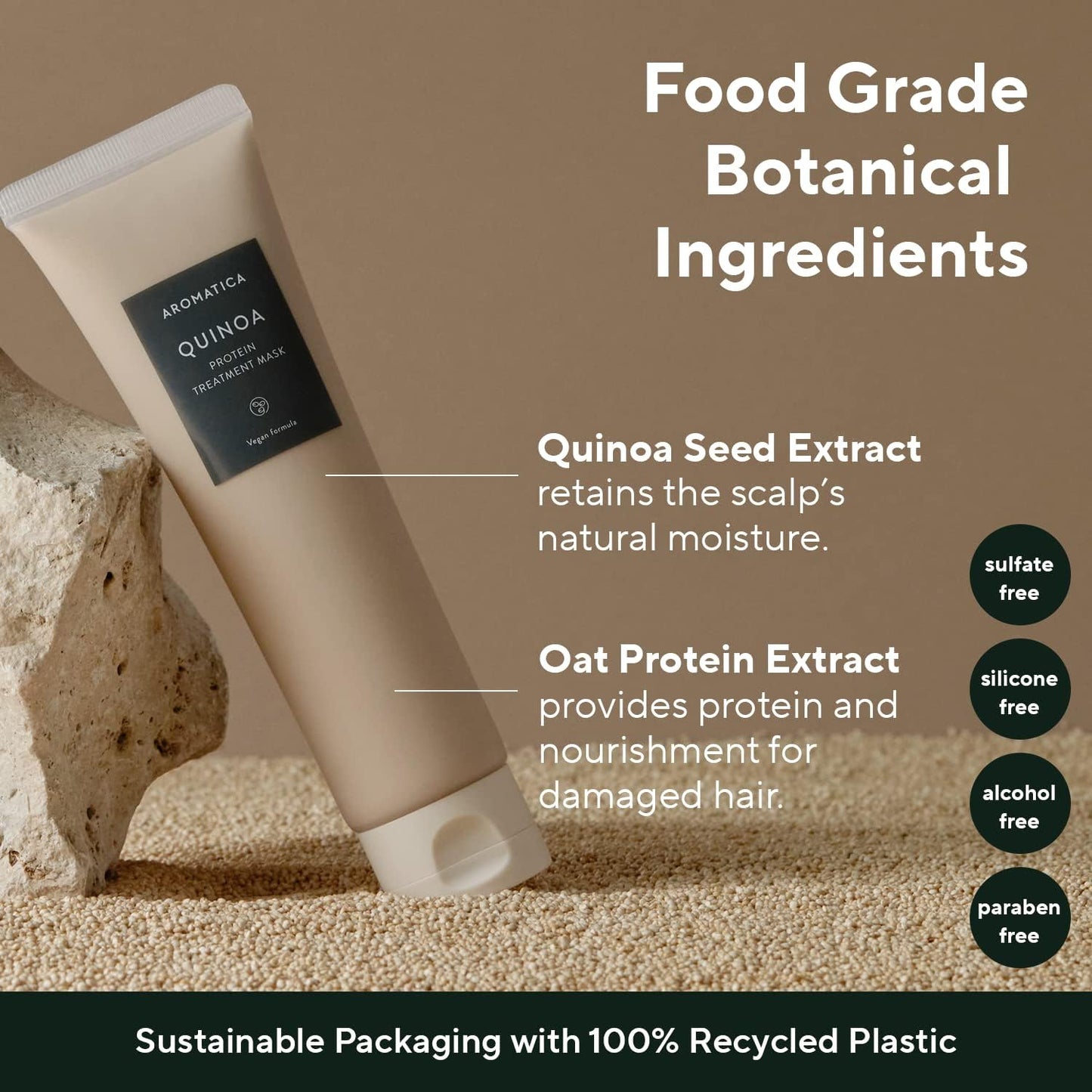 AROMATICA Quinoa Protein Hair Mask Treatment, Silicone-free, Sulfate-free/Nourishes, Moisturizes, and Adds Shine (5.41oz / 160ml)