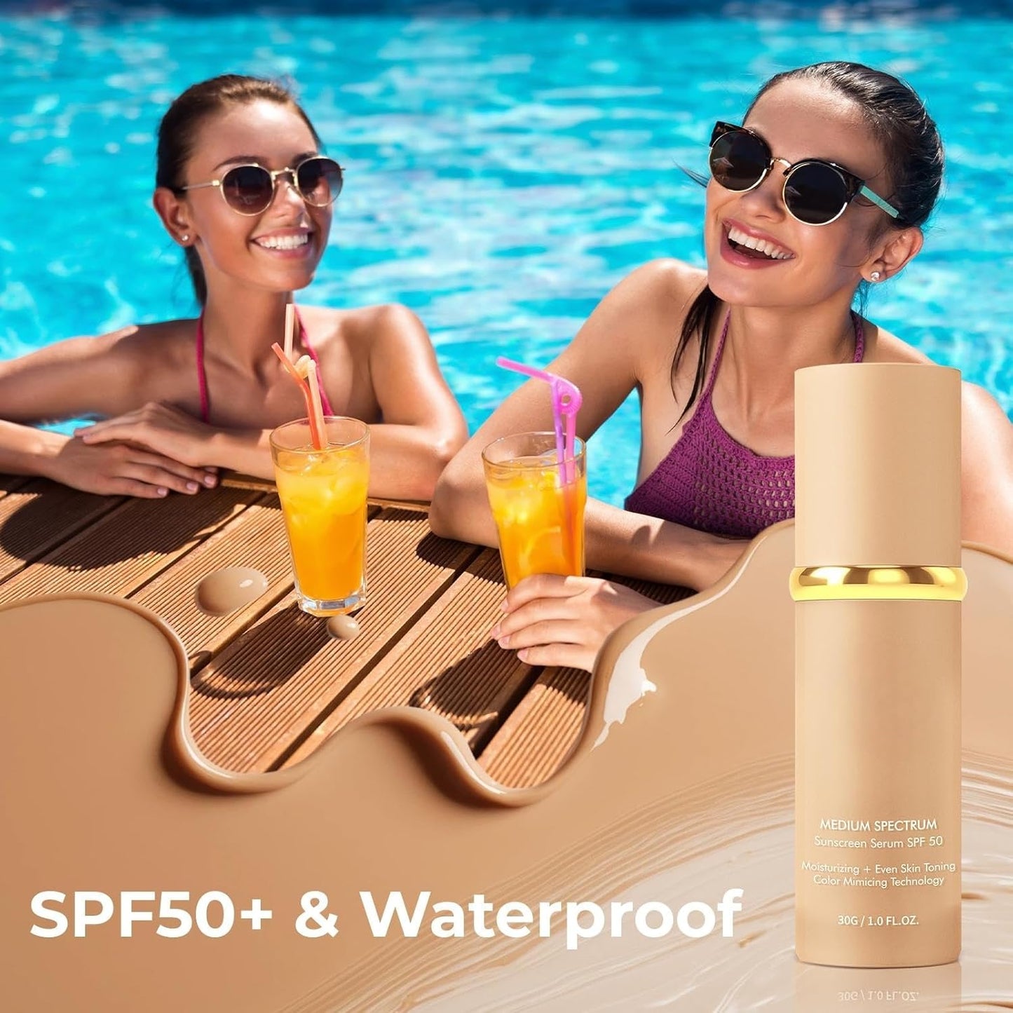 Color Changing Foundation - 4 in 1 SPF 50+ | Lightweight & Long Lasting, Medium Spectrum