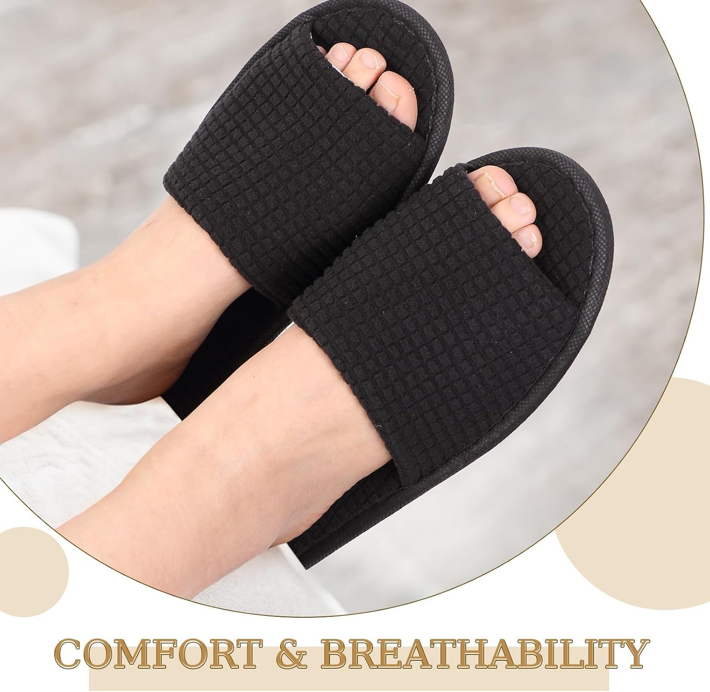 Disposable Spa Slippers - Open Toe Fleece Sandals for Guests | 12 Pairs for Hotels, Weddings & Home Use