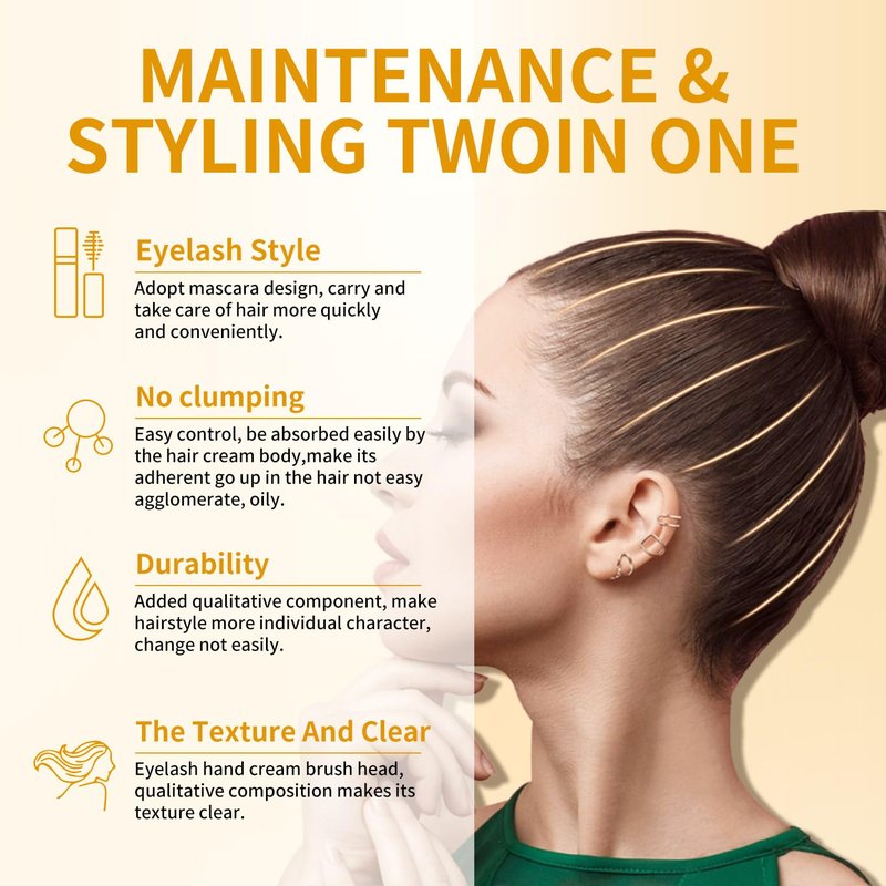 Hair Finishing Stick - Flyaway Control Cream for Small Broken Hairs - Non-Greasy & Non-Sticky | Black (Pack of 4)