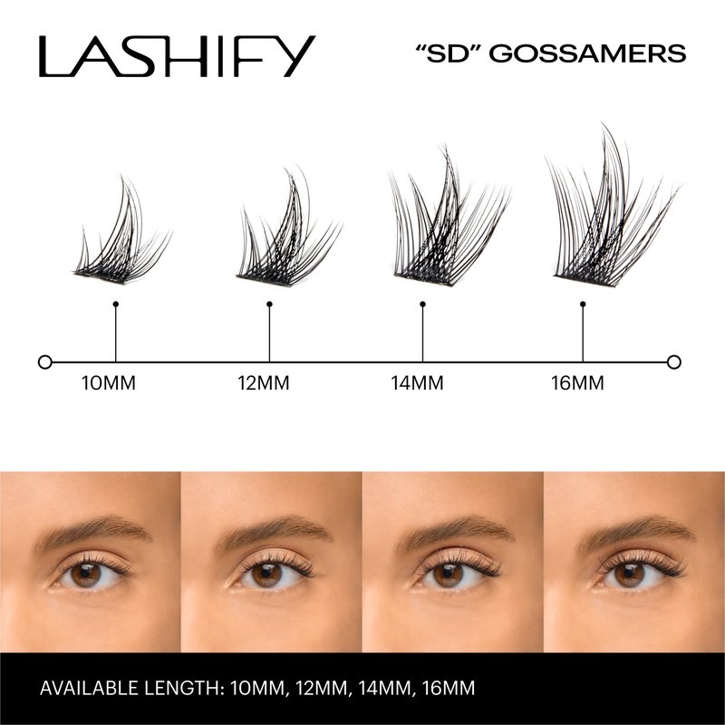 Lashify Stardust 12mm Gossamer DIY Eyelash Extensions Refill, The Multi-Length Multi Layered Lash, Thin Fibers of the Classic "C" Style, Black, Easy False Lashes