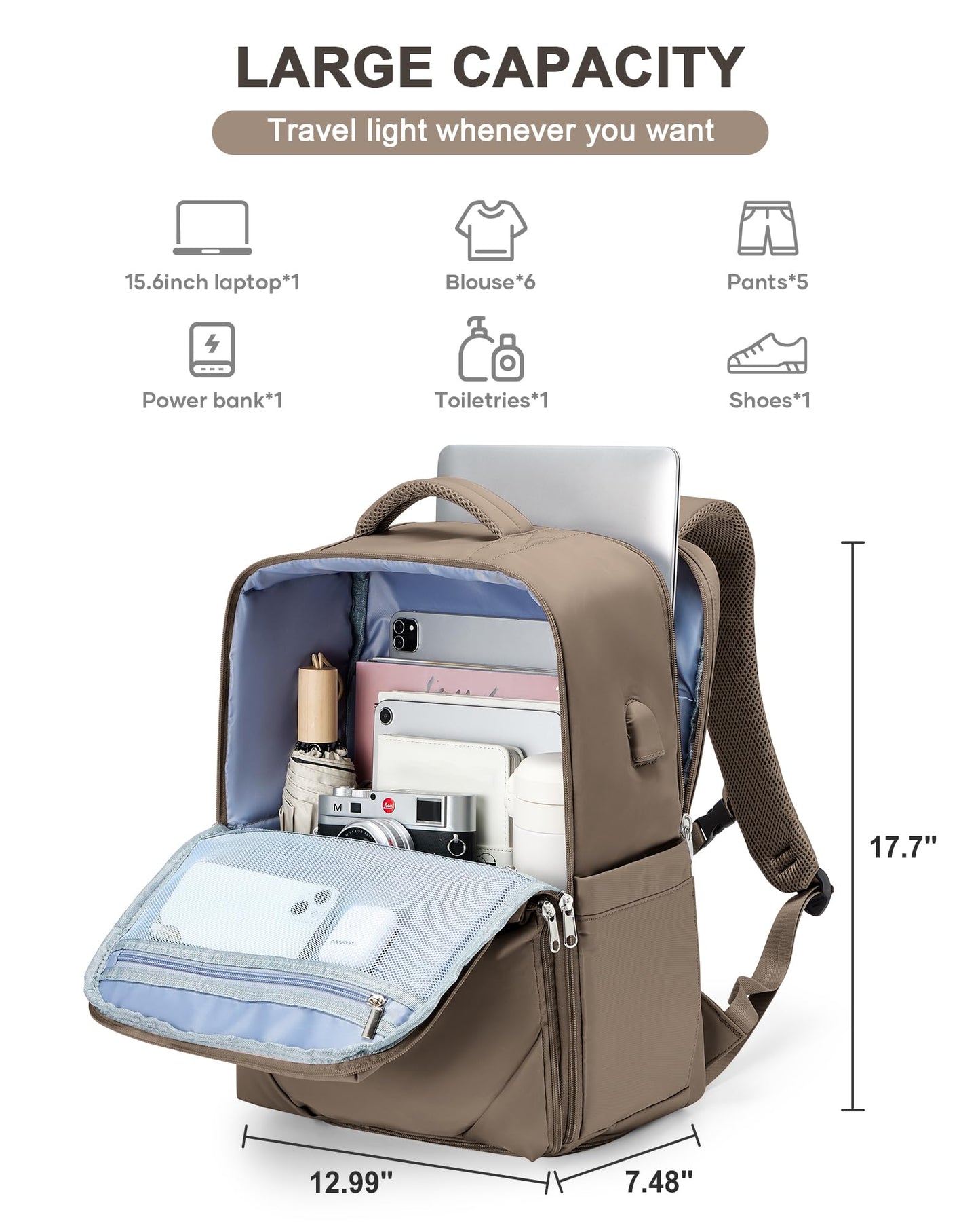 CADOLIM Large Travel Backpack Carry On Flight Approved Carry On Backpack For Women Airplanes Backpack For Travel Backpacks