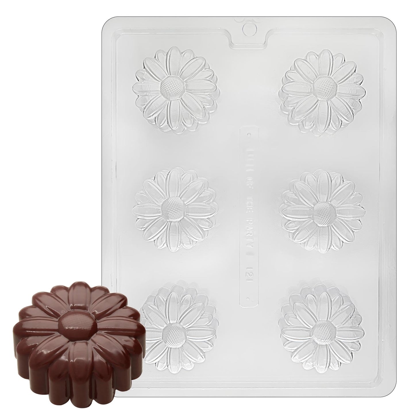 Cybrtrayd Life of the Party Daisy Cookie Flower Soap Chocolate Candy Mold in Sealed Protective Poly Bag Imprinted with Copyrighted Cybrtrayd Molding Instructions