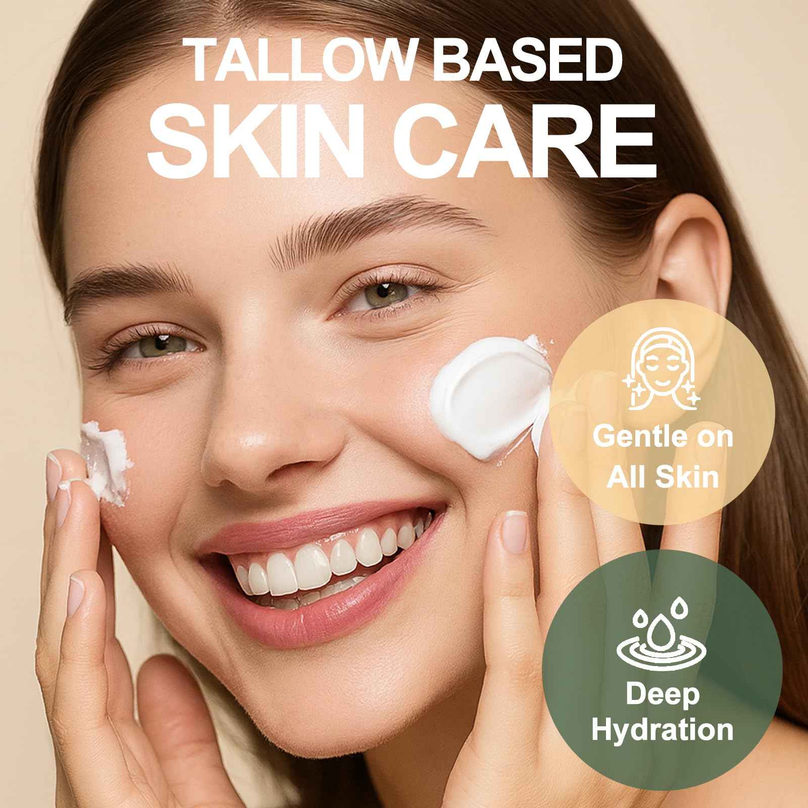 GreenBliss Beef Tallow for Skin Care 100% Organic Grass Fed tallow and honey balm - Face + Body, Whipped Moisturizer for Sensitive Skin, Natural Deep Hydration, Sensitive Skin Safe, 120G/4 FL. oz.