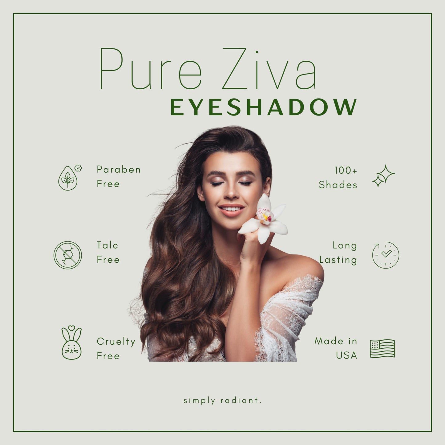 Pure Ziva True Black Night Smokey 100 Pure Jet Black Eye Shimmer Pressed Powder Single Eyeshadow; Talc, Paraben & Cruelty Free