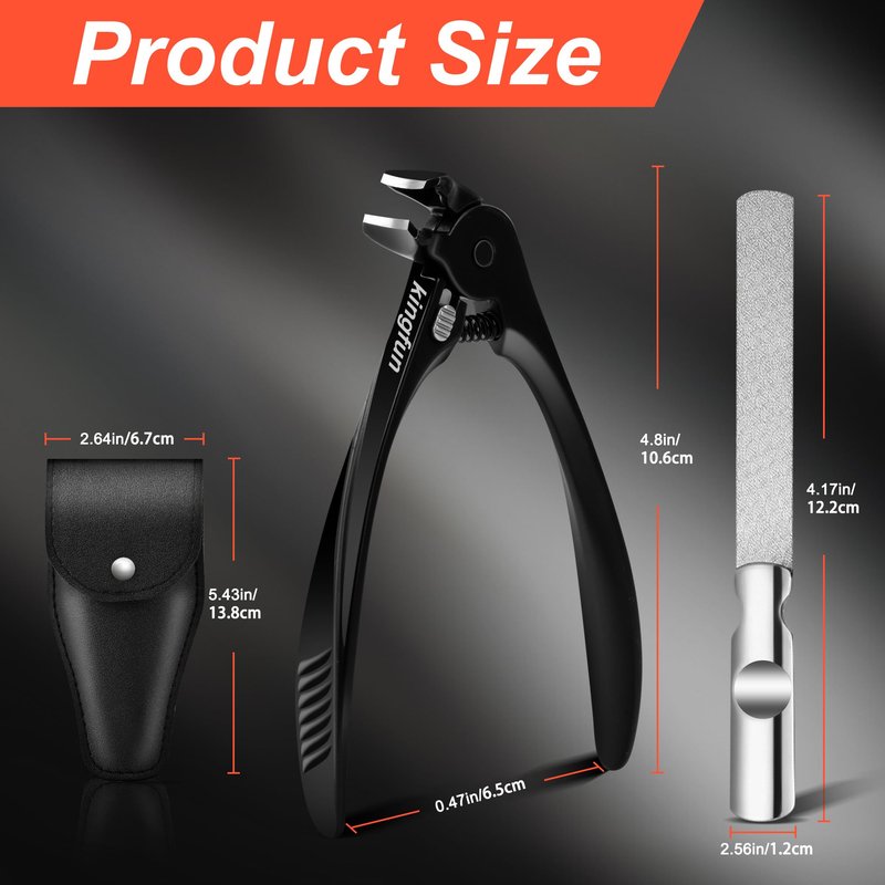 Kingfun Long Handled Toenail Clippers for Seniors - Ergonomic Non-Slip Grip Toe Nail Clippers for Thick Nails for Elderly with Pro-Grade Steel File