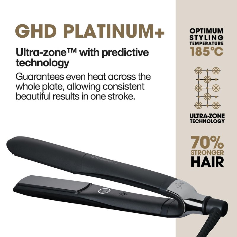 ghd Platinum+ Styler ― 1" Flat Iron Hair Straightener, Professional Ceramic Hair Styling Tool for Stronger Hair, More Shine, & More Color Protection - Black