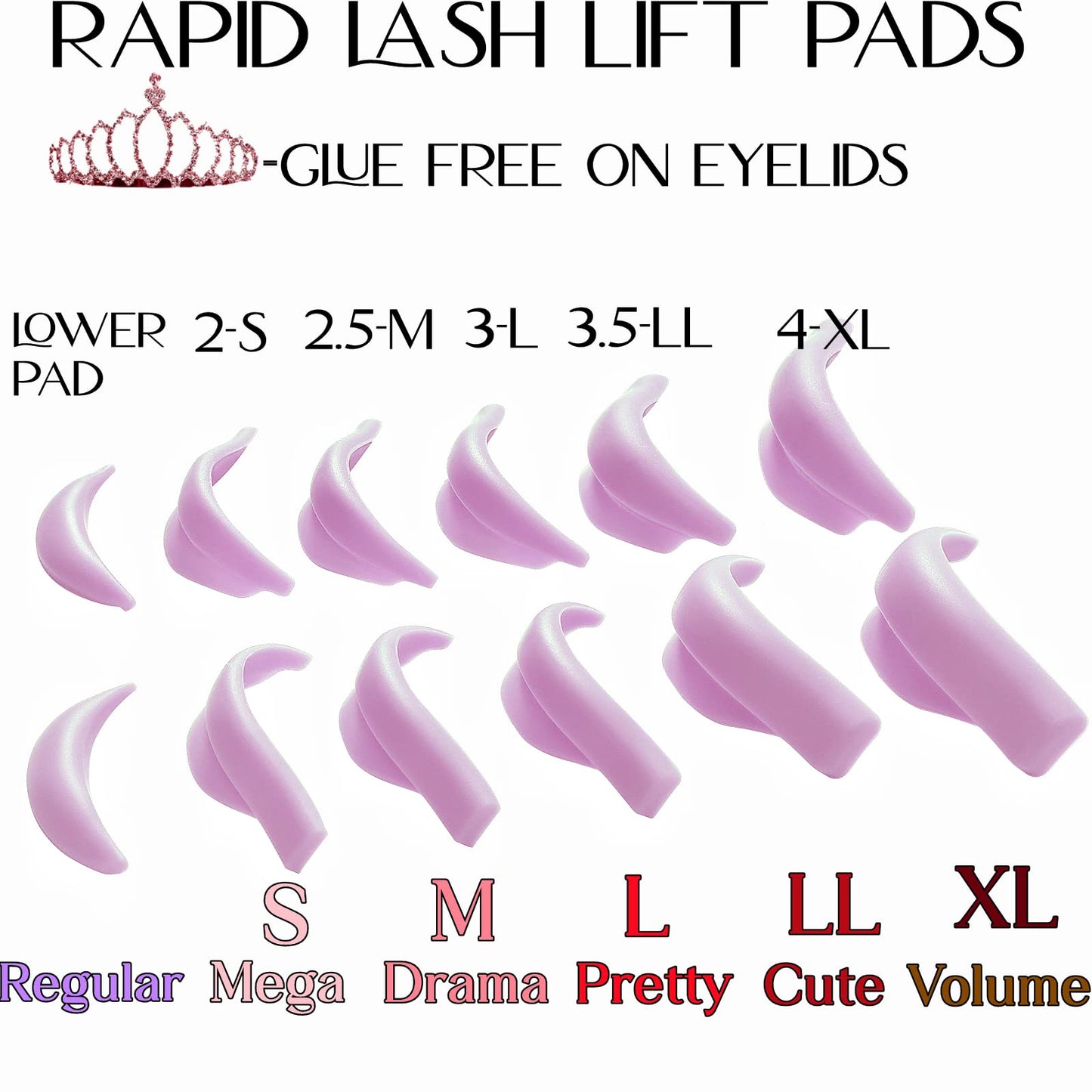 Lash lift Pad, Eyelash Perming Rod, Soft Lash Lamination Curler Shield Mega L Curl, 6 Size Lash Lifting Pads Fit All Eyes and Lashes, Lamination Roller Give Eyelashes Super Curl Never Pops Off Eyes -100 Applications Perming Guards Rods Roller (Mega L Pads