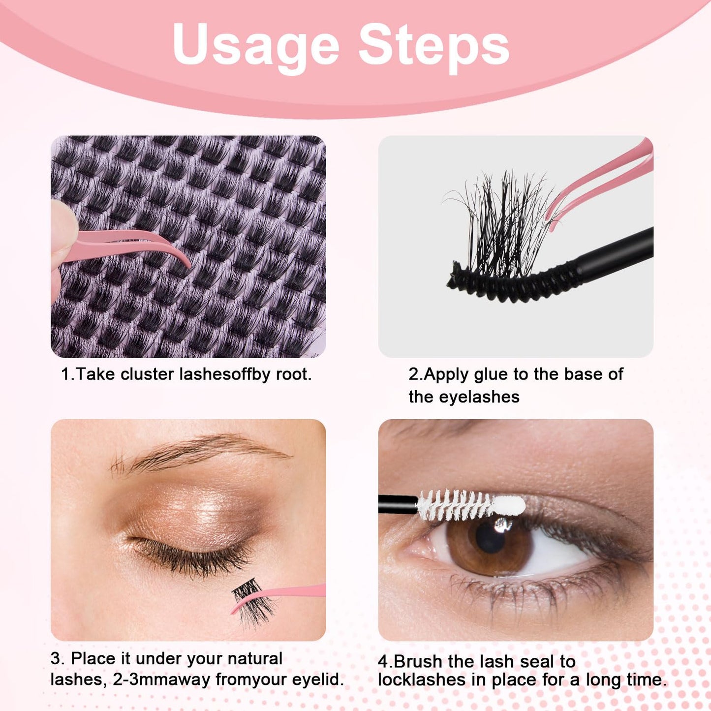 Fenshine Cluster Lashes Individual Lashes Wide Stem C/D Curl 9-15mm Length DIY Eyelash Extension Individual Soft False Lashes for Personal Use at Home (144pcs Mix 9-15MM, Eyelash Extension Kit)