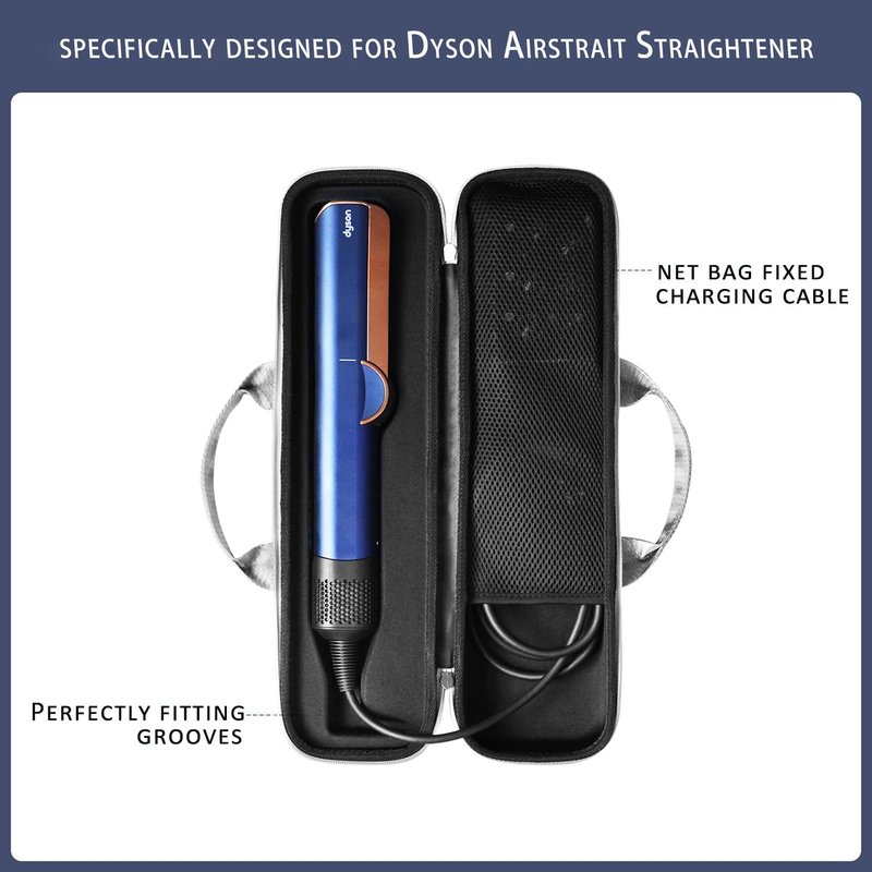 WINZEDGE Travel Carrying Case Compatible with Dyson Airstrait/Hair Straightener, Airstrait HT01 Accessories Tools Hard Case, Waterproof Storage Bag - Black (Black)