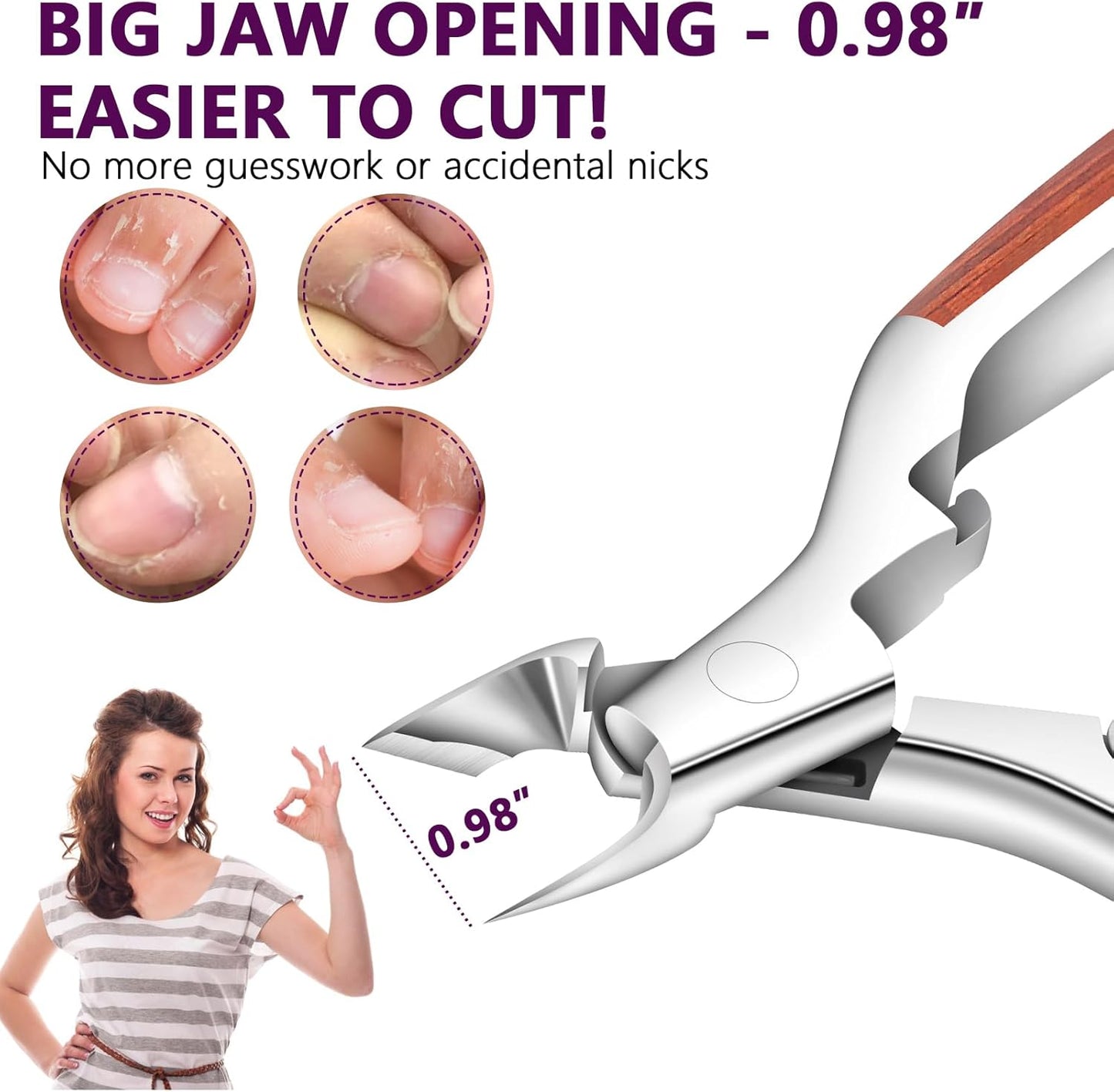 Professional Cuticle Trimmer - Extra Sharp Stainless Steel Nippers for Nail Art | 0.98 Inch Jaw