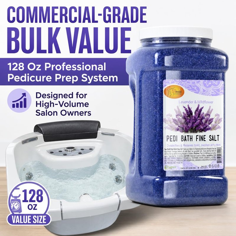 SPA REDI Foot Soak for Pedicure Preparation & Therapeutic Foot Treatment | Pure Mineral Power for Superior Detoxification & Deep Skin Nourishment | Luxurious Spa-Level Calm & Rejuvenation 128 Oz