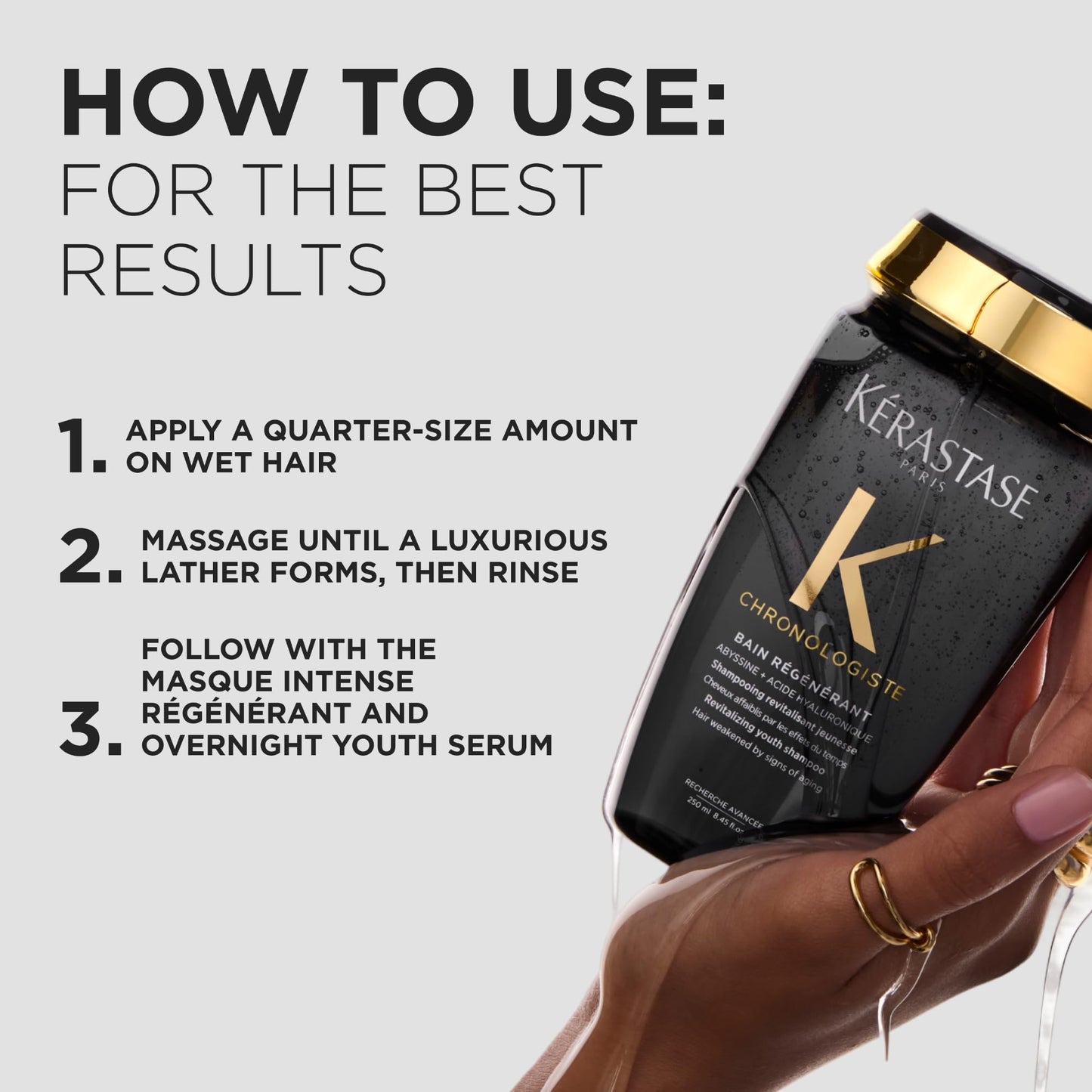 Kerastase Chronologiste Régénérant Shampoo For Dull & Sensitized Hair Types - Hydrates and Strengthens Hair, Revitalizes Hair & Scalp, With Hyaluronic Acid & Vitamin E, 8.5 Fl Oz