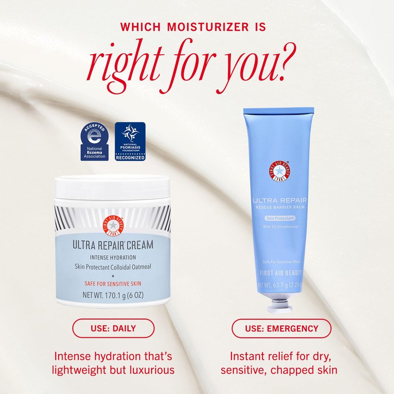 First Aid Beauty - Ultra Repair Cream, Intense Hydration Whipped Colloidal Oatmeal, Clinically Proven to Strengthen Skin Barrier in 7 Days & Helps Relieve Eczema, Luxury Face & Body Moisturizer, 6 oz