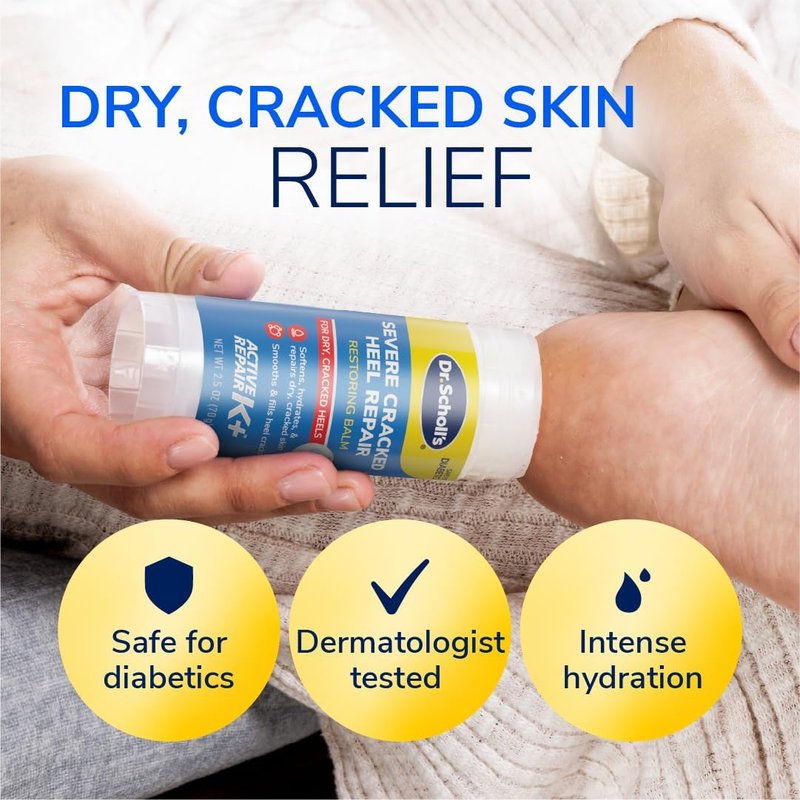 Dr. Scholl's Heel Repair Balm - 25% Urea for Cracked Feet | 2.5oz, Moisturizing & Soothing Epsom Salt, 3-Pack