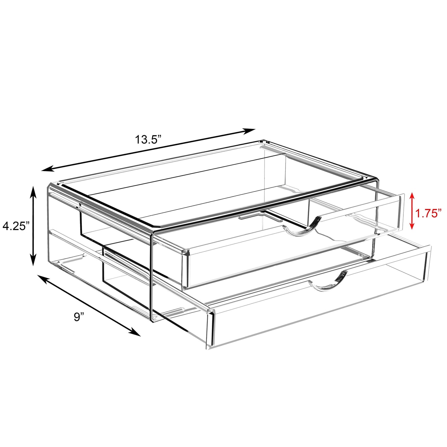 Sorbus Large Stackable Acrylic Drawers - 1 Clear Storage Drawers for Organizing Make up, Nail Polish, Hair Accessories, and Beauty Supplies - Makeup Organizer for Vanity, Bathroom Organizer Countertop
