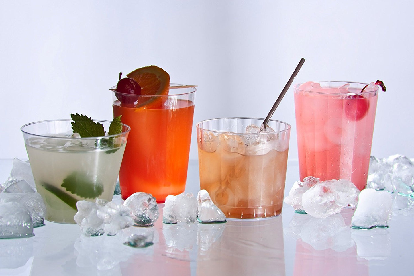 Party Essentials Disposable 9 oz Party Punch Cups | Old Fashioned Tumblers | Cocktail Glasses, 50 Count, Clear, Hard Plastic