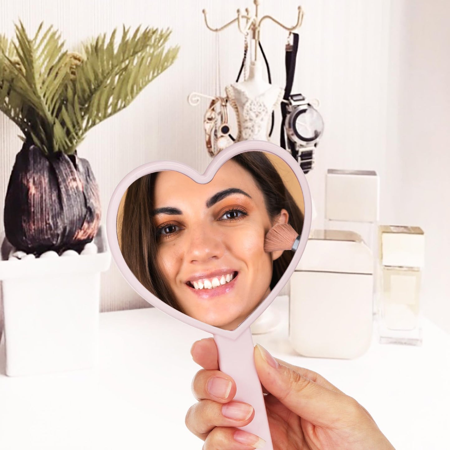 Healeved Heart-Shaped Mirror Set of 12 - Portable Handheld Mirrors for Makeup Cute Heart Design Compact Cosmetic Hand Mirror Ideal for Travel and Daily Use
