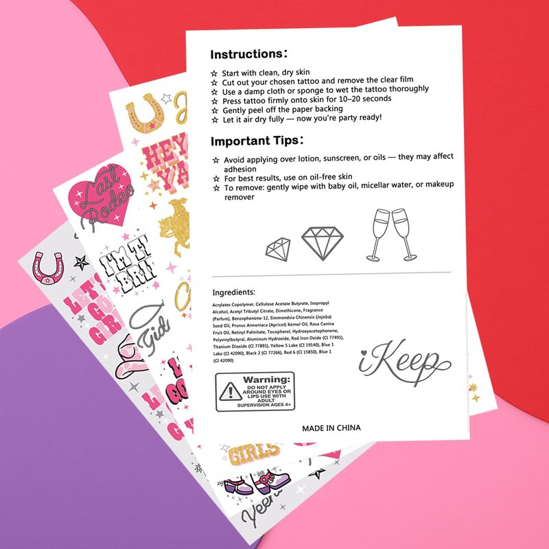 Bachelorette Party Temporary Tattoos: 60pcs Last Rodeo Western Style for Bride & Bridesmaids - Waterproof Glitter Stickers for Bach Party Decorations