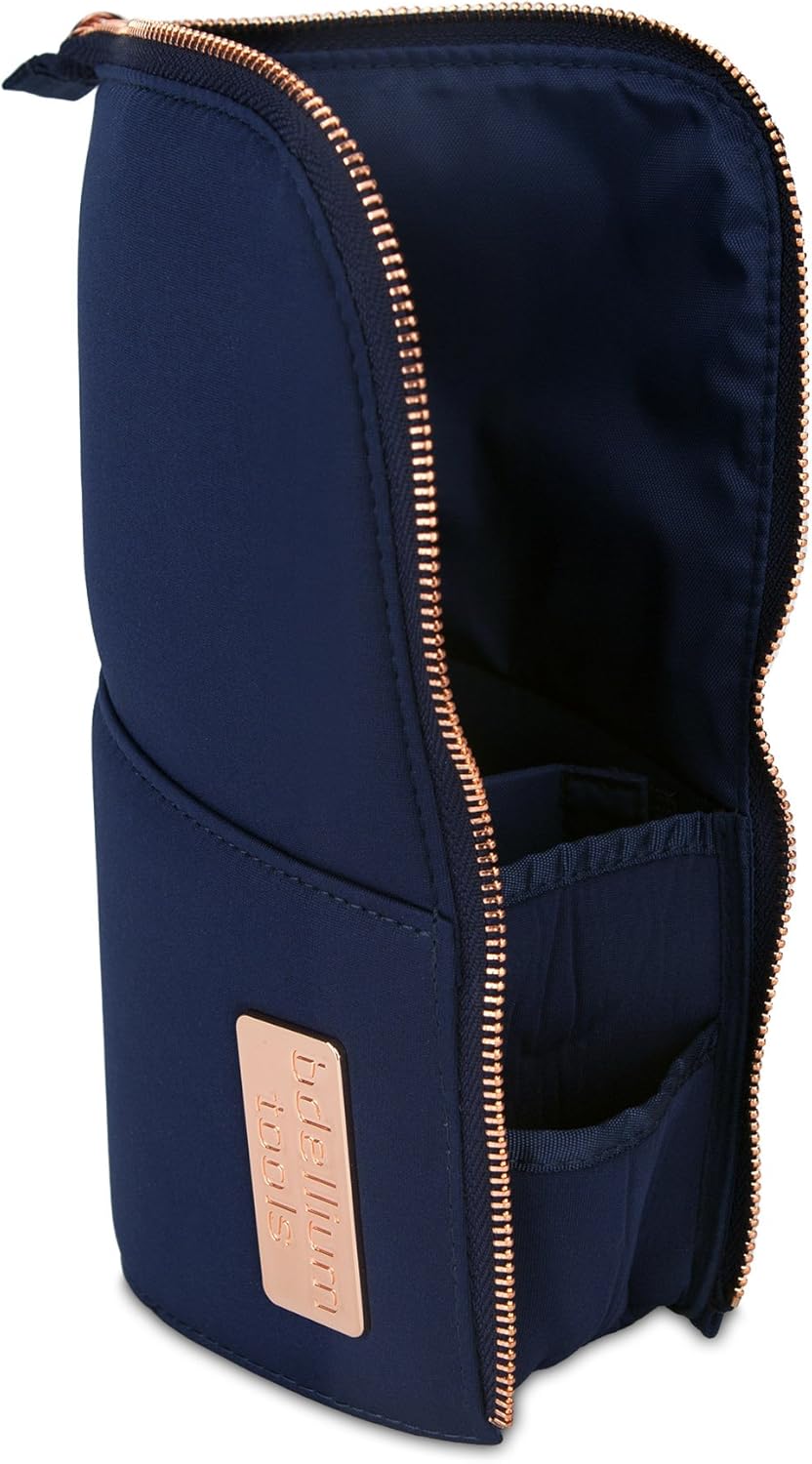 Professional Makeup Brush Stand-Up Pouch - Golden Triangle Blue | Durable & Stylish Design