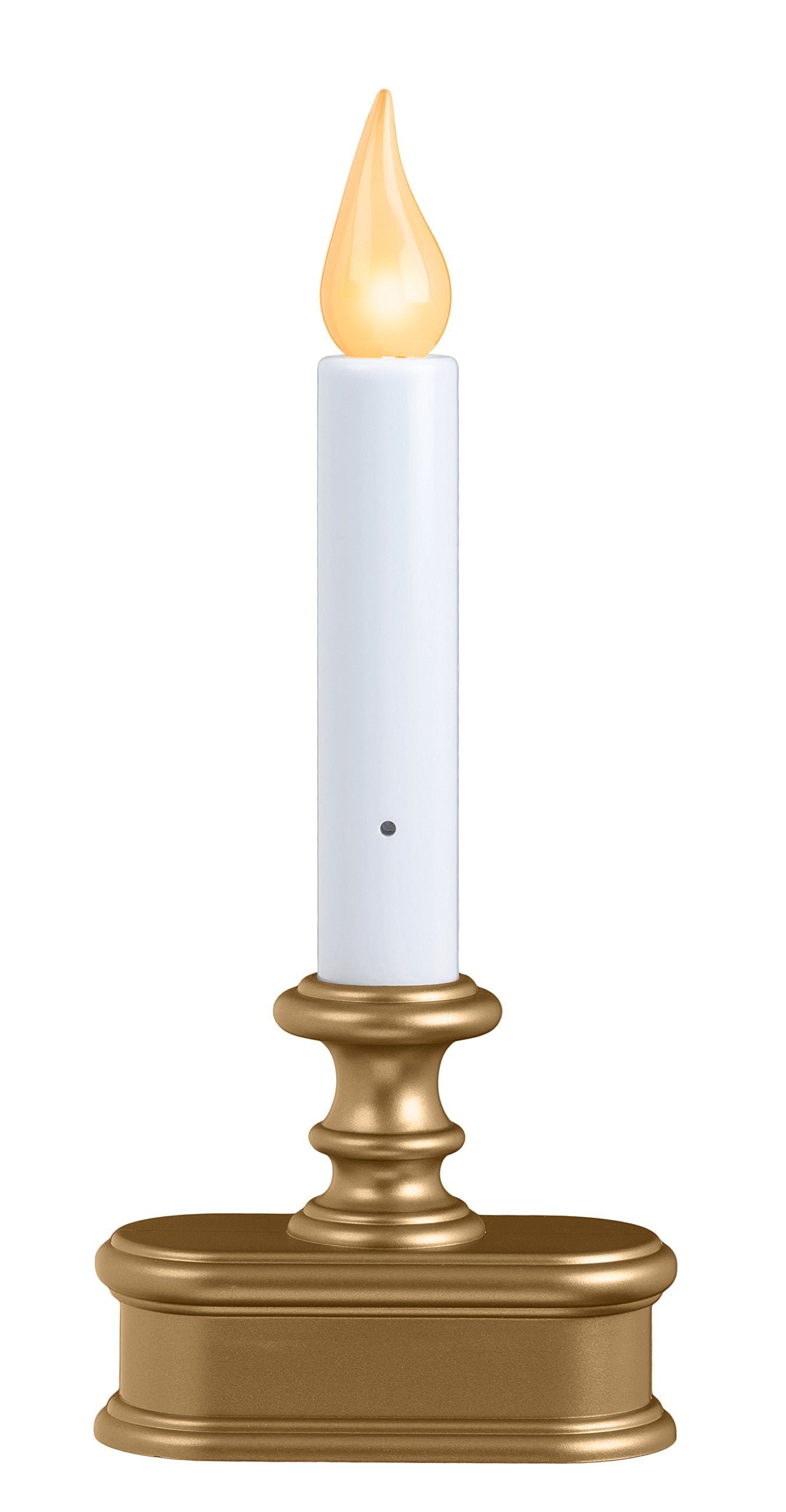 Xodus Innovations FPC1221B 8 inch Battery Operated LED Dusk to Dawn Window Candle with Amber Steady On or Flicker Flame, Gold/Brass