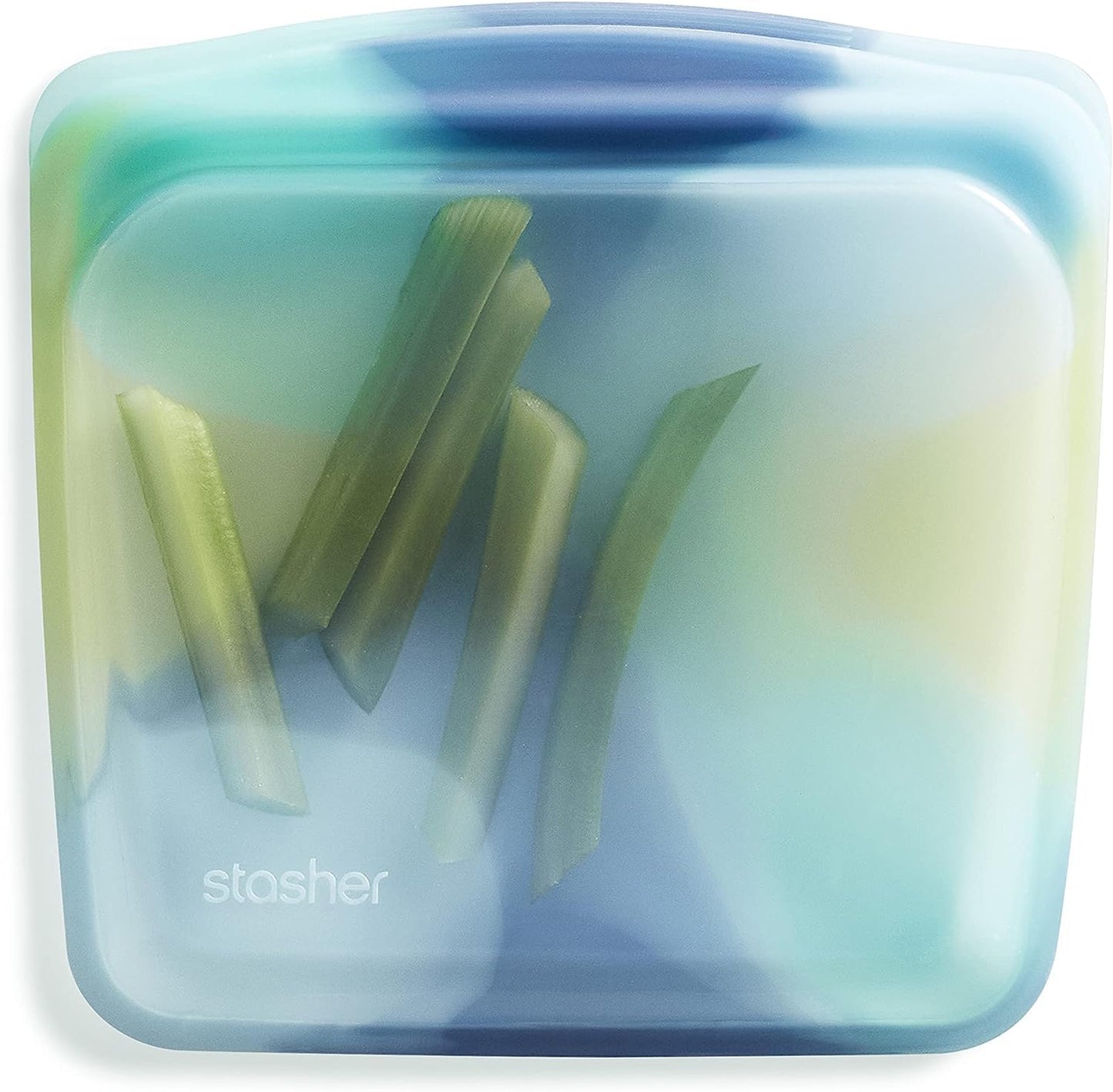 Stasher Silicone Reusable Storage Bag, Sandwich Bag, Freezer Bags, Microwave, Dishwasher, Oven Safe, Sous Vide, Lunch Container, Eco Friendly, Leak-free, Food Storage Bags, 28 oz, Tie Dye Blue
