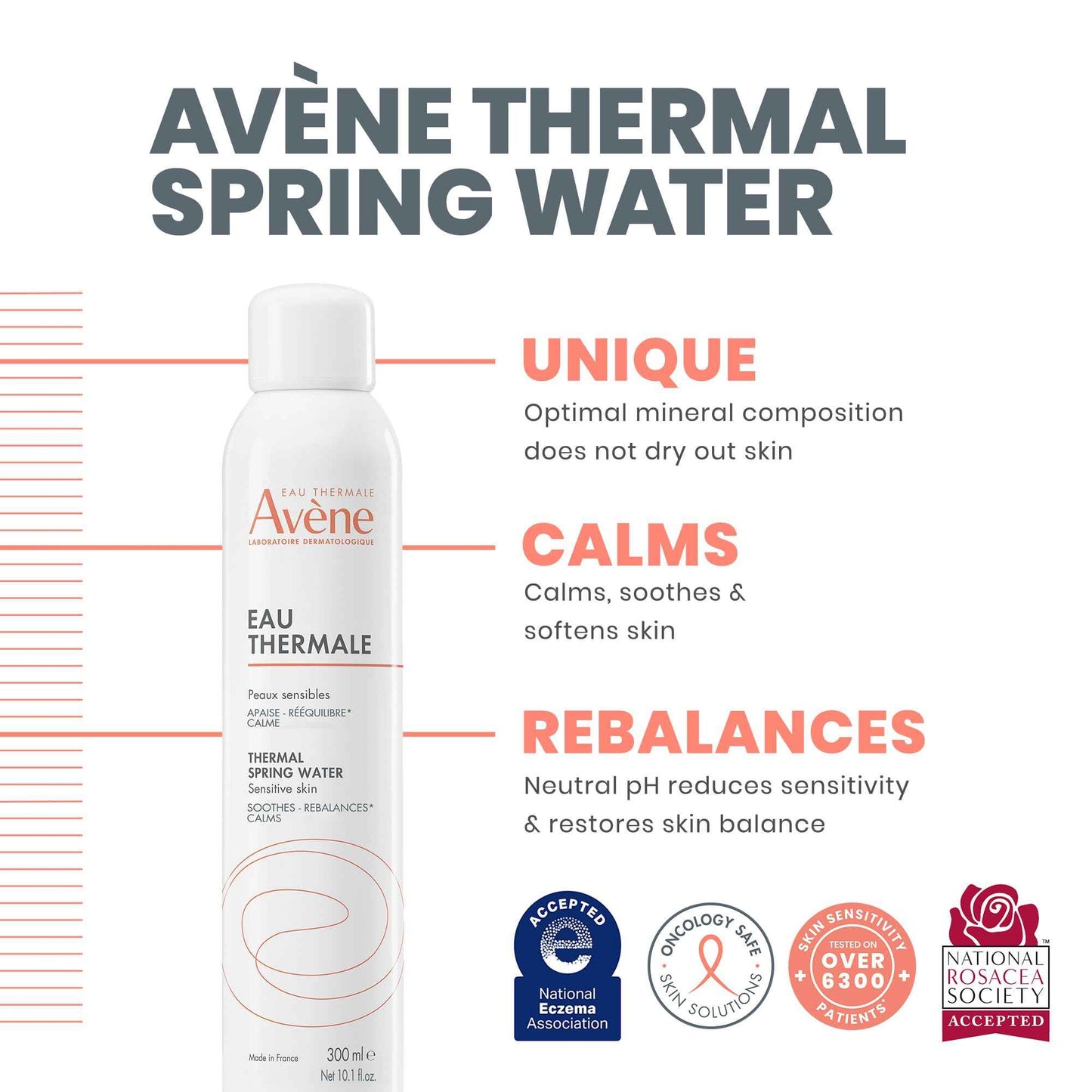 Avène Thermal Spring Water, Soothing Calming Facial Mist Spray for Sensitive Skin, Soothes, Softens + Calms Skin, Formulated with Mineral & Biological Properties 10.1 Oz