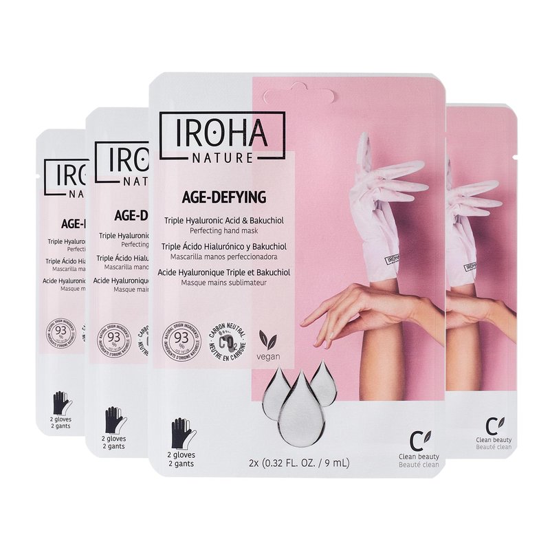 IROHA NATURE Anti-Aging Hand Mask Gloves | 15 Pairs | Triple Hyaluronic Acid, Bakuchiol & Niacinamide | Reduces Wrinkles & Dark Spots | Vegan & Cruelty-Free | 93% Natural Ingredients