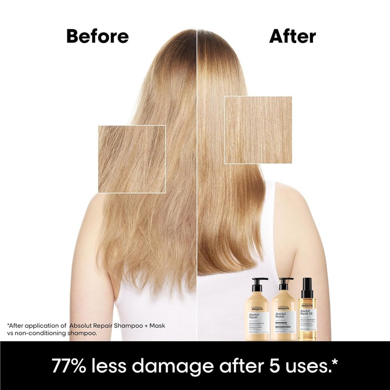 L'Oréal Professionnel Paris Absolut Repair Shampoo & Conditioner Set - Repairs Damage & Provides Hair Shine, For Dry, Damaged Hair