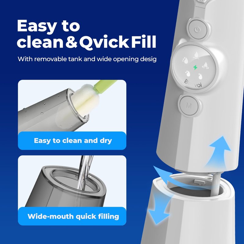 Water Flosser Teeth Pick: LED Display 5 Modes Cordless Dental Pick with 300ML Tank for Braces,Gums Care, IPX7 Waterpoof, 6 Jet Tips Water Flossing Cleaning Picks, Portable for Travel, Home, Y215 White