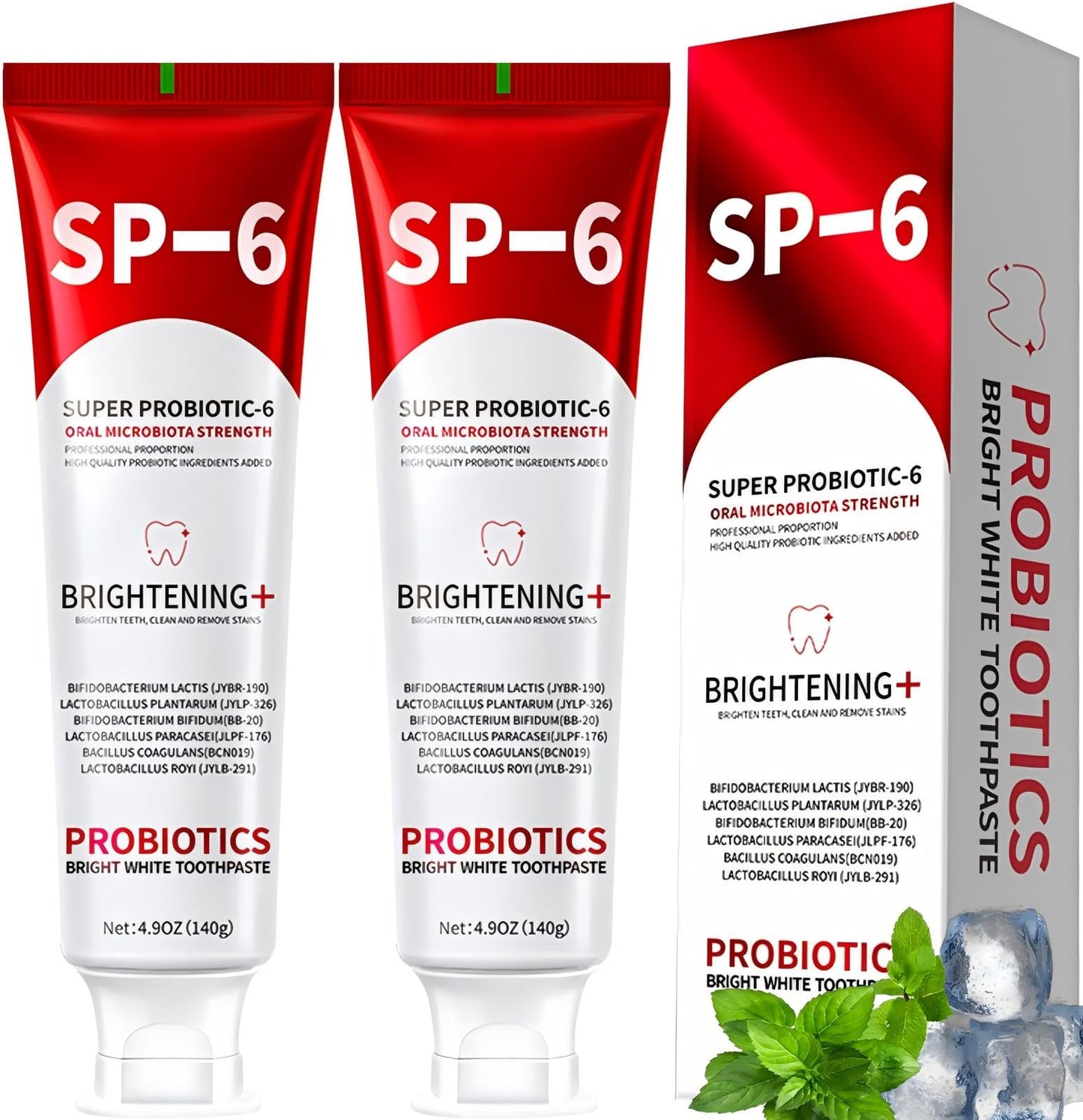 Sp-6 Probiotics Whitening Toothpaste, Sp-6 Ultra Whitening Toothpaste, Enhanced Formula with Enamel-Safe, Fluoride-Free, Fresh Breath Mint Flavor for Oral Health (4)