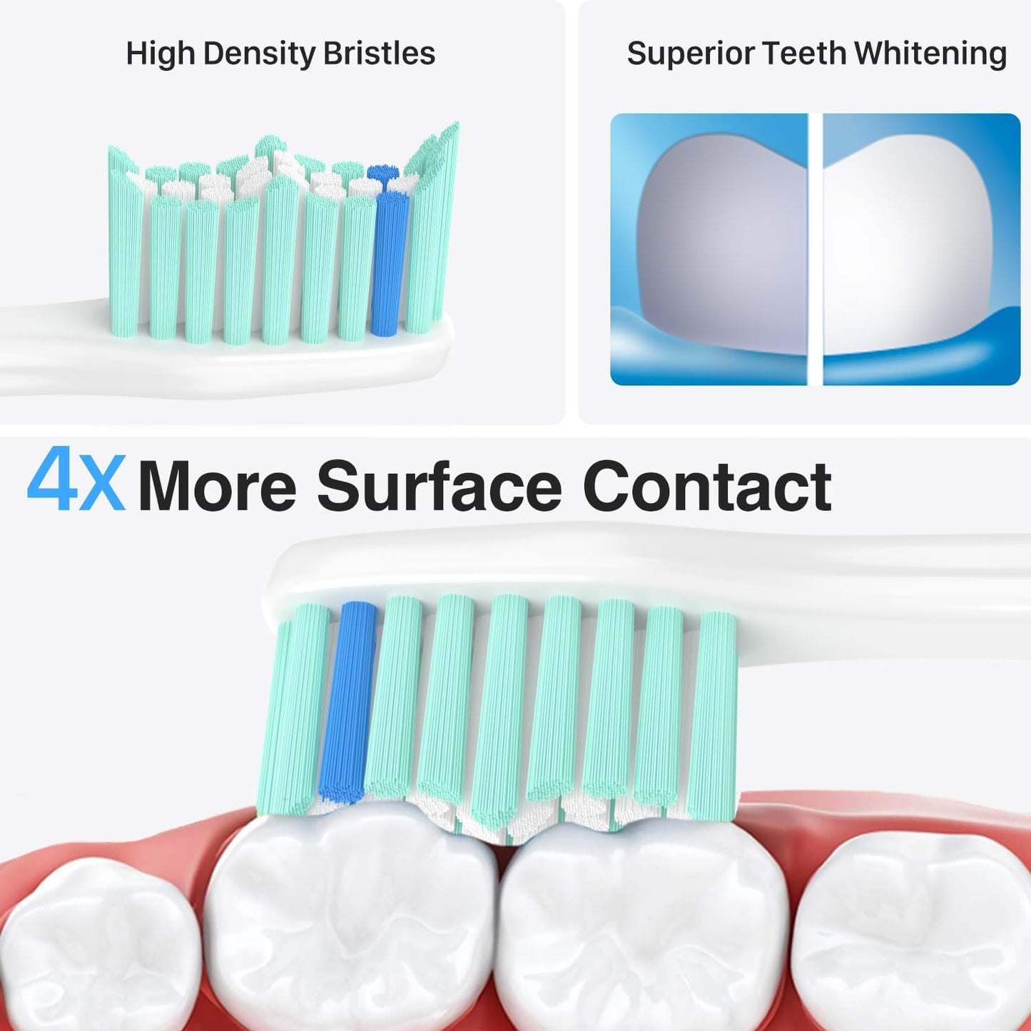 Replacement Toothbrush Heads for Philips Sonicare - E-Series & Essence Compatible | Green & White