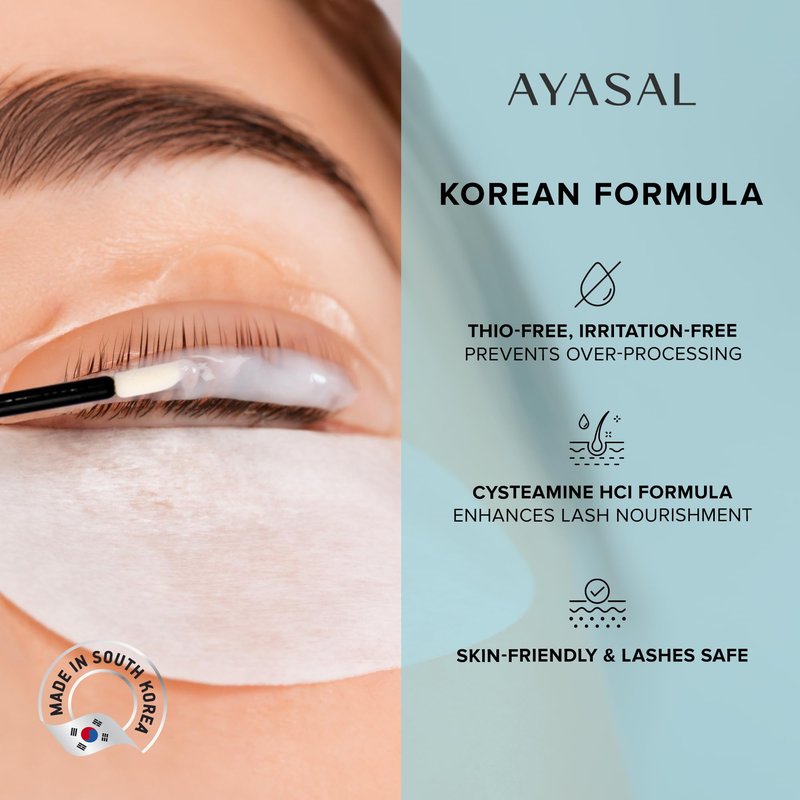 AYASAL Lash Lift Kit: Korean Thio-Free Formula Eyelash Perm Kit with Clear Step-by-Step Process, Gentle & Long-Lasting At-Home & Salon-Style Lash Lift Results, 6 Applications