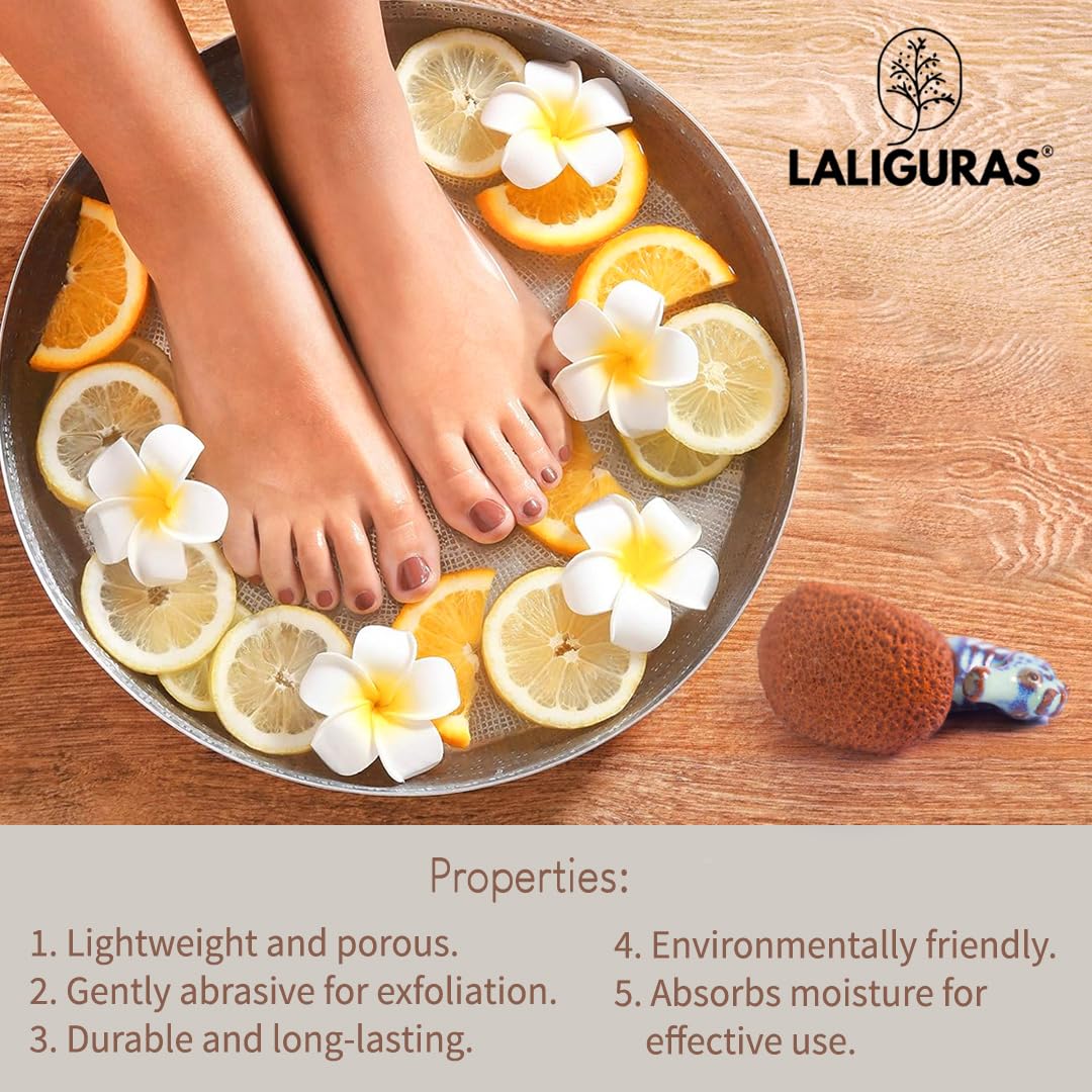 Laliguras Pumice Stone for Feet - Handcrafted 100% Natural Terracotta Foot Scrubber for Corn, Callus, Dry Dead Skin Removal - Exfoliating Rock for Feet/Hands - Relaxing Foot Care Tool (3 Pack - Sea)