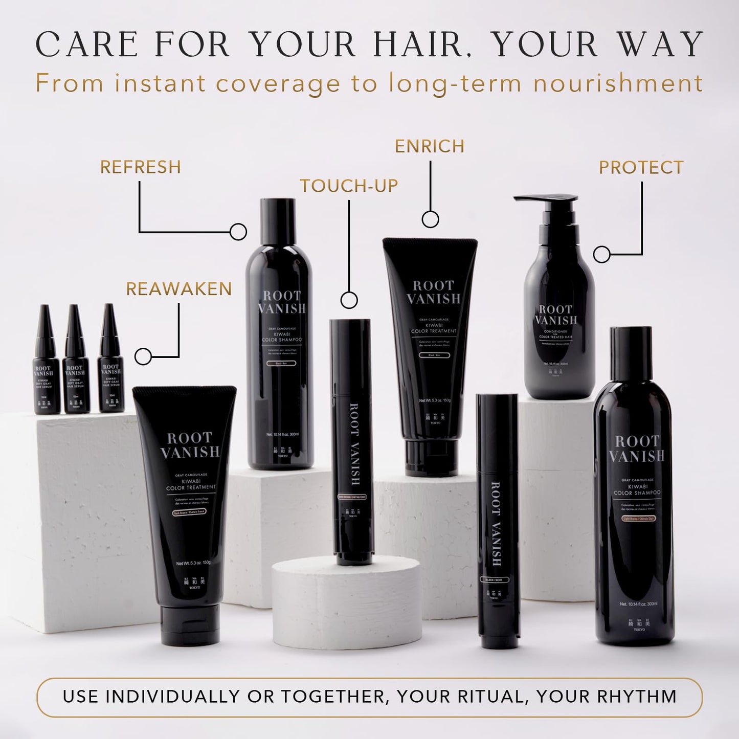Kiwabi Color-Depositing Treatment for Gray Coverage–Subtle & Buildable Hair Gloss Color Benefit–Gradual, Semi Permanent Hair Color–Sulfate-Free, Ammonia-Free–31 Botanical Extracts,Light Brown
