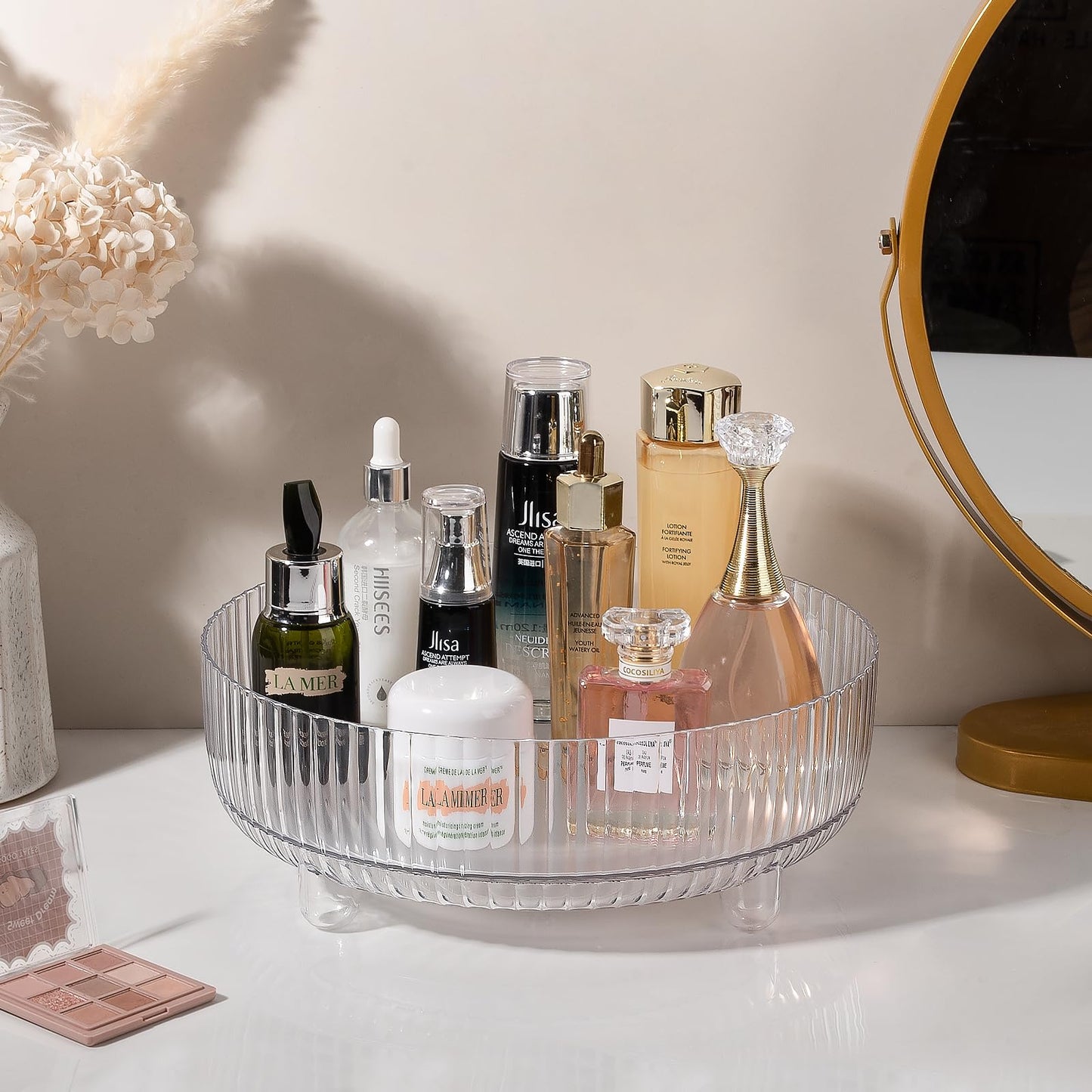 360 Rotating Makeup Organizer Perfume Tray Skincare Holder, Large Clear