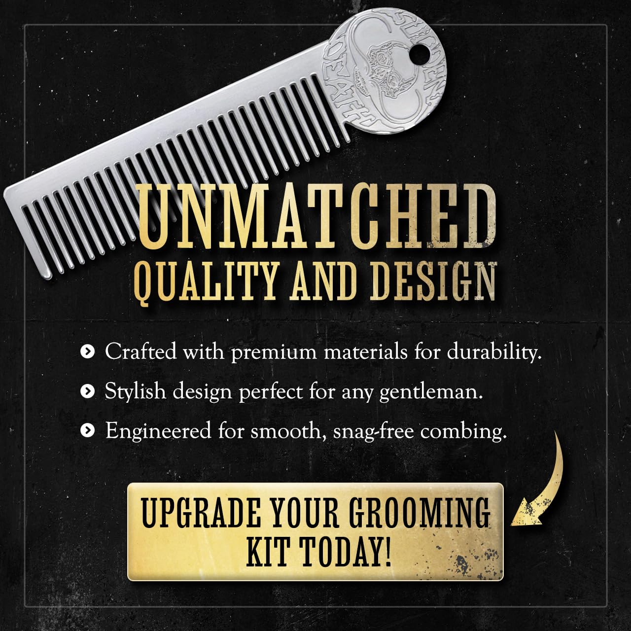 Defender Mens Grooming Set for Mustaches | Defender Mustache Balm 1oz and Platinum Comb Set