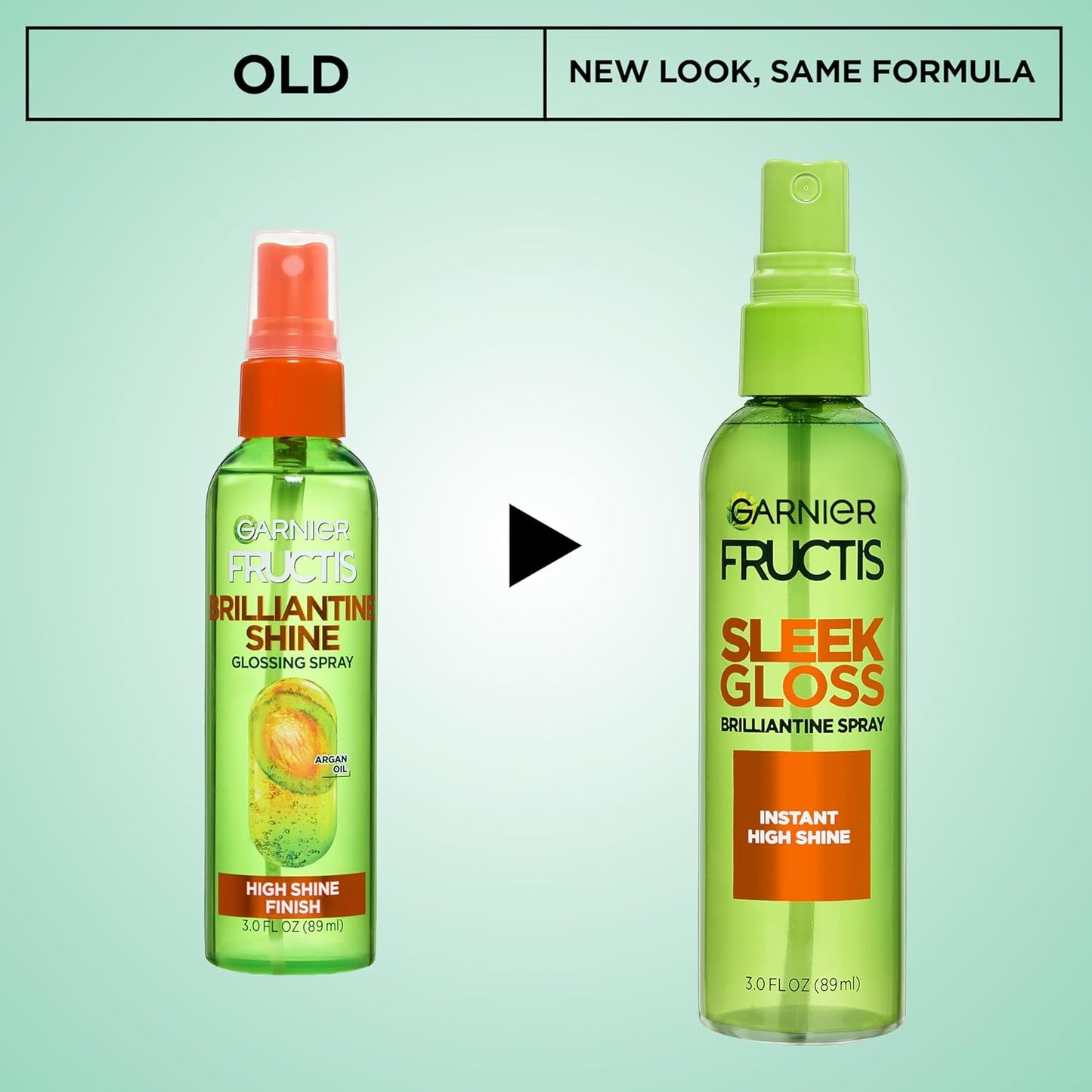 Garnier Fructis Shine Glossing Spray - Argan Oil Formula for High Shine Finish | 3 Fl Oz, 3 Count