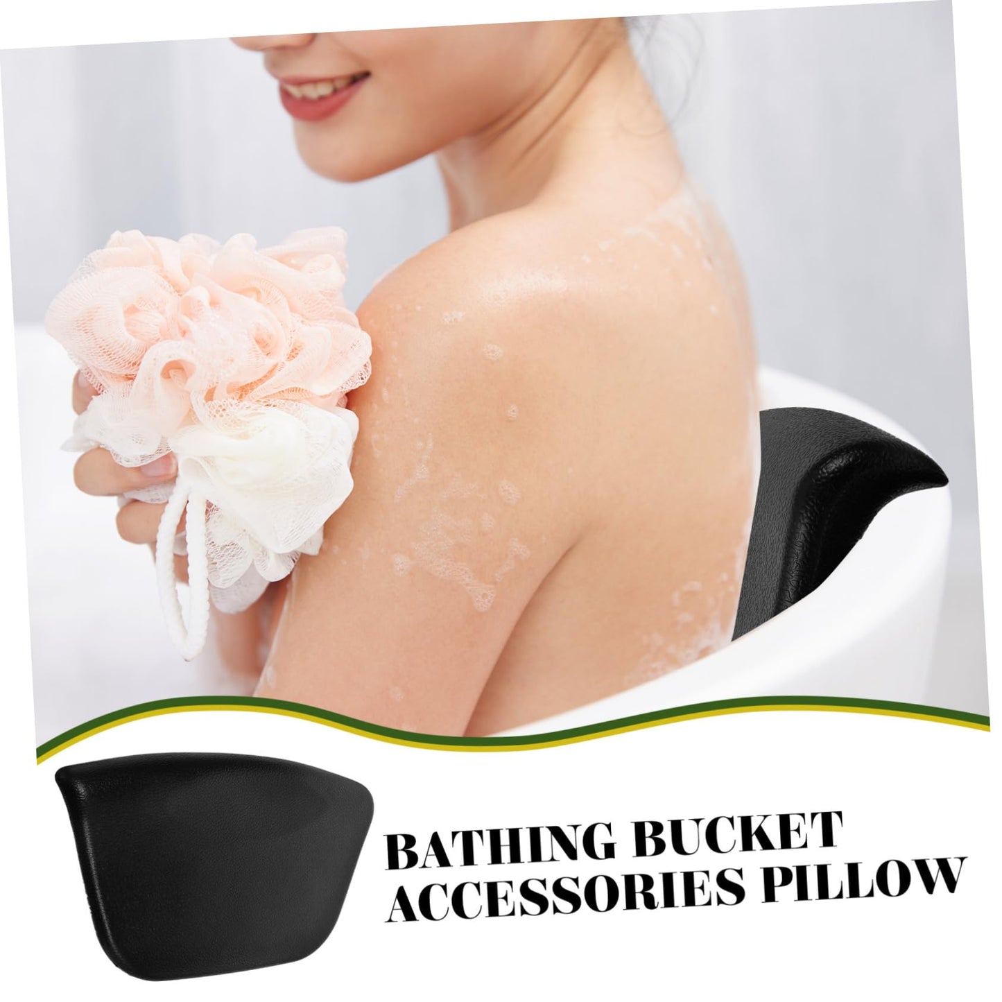 Mobestech Bath Pillow with Suction Cups for Bathtub Head and Neck Support Removable Spa Cushion for Soaking Tub 10.43 X 6.1 X 1.97 Inches Comfortable and Easy to Clean