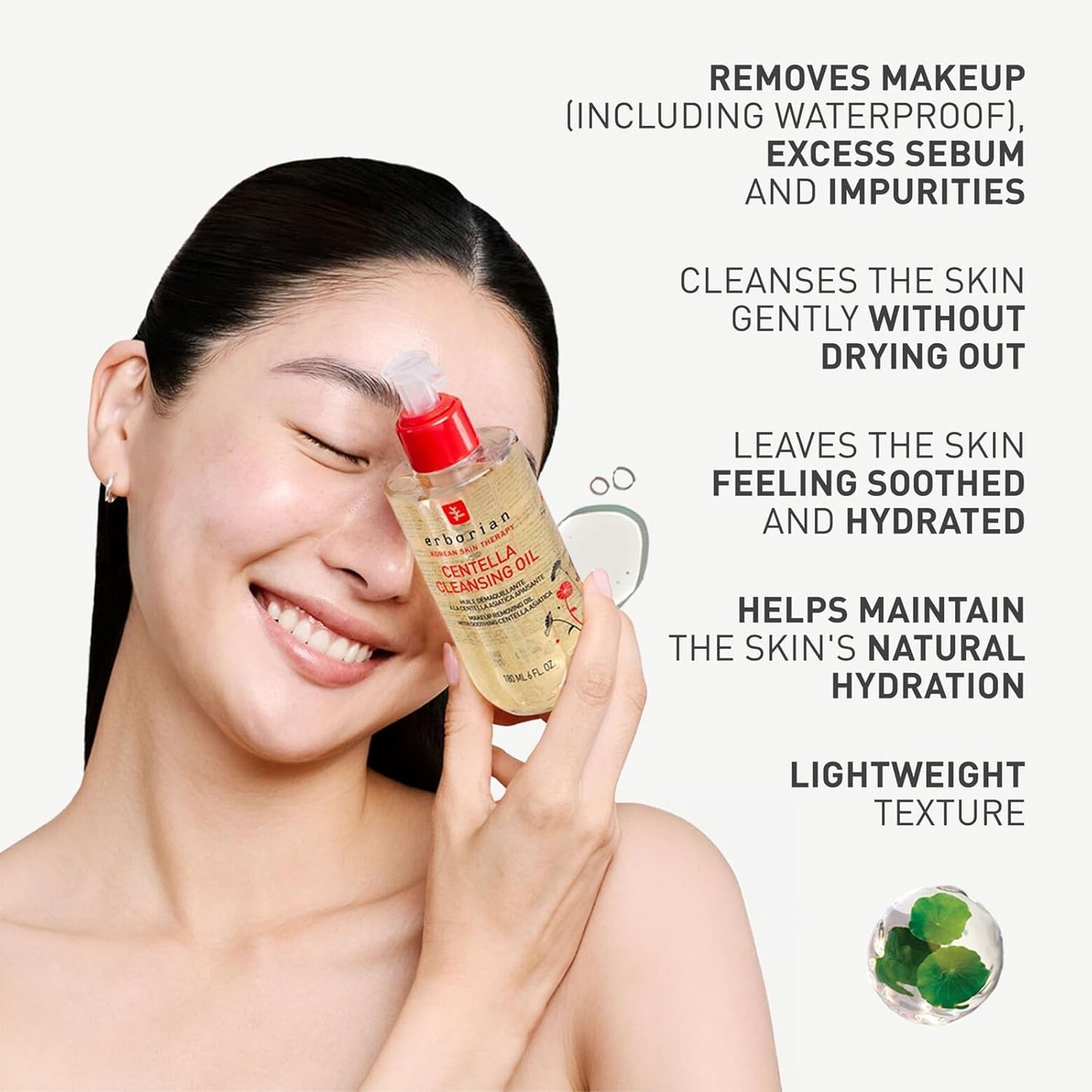 Erborian Cleansing Oil - Gentle Makeup Remover with Centella Asiatica | Hydrating Korean Skincare