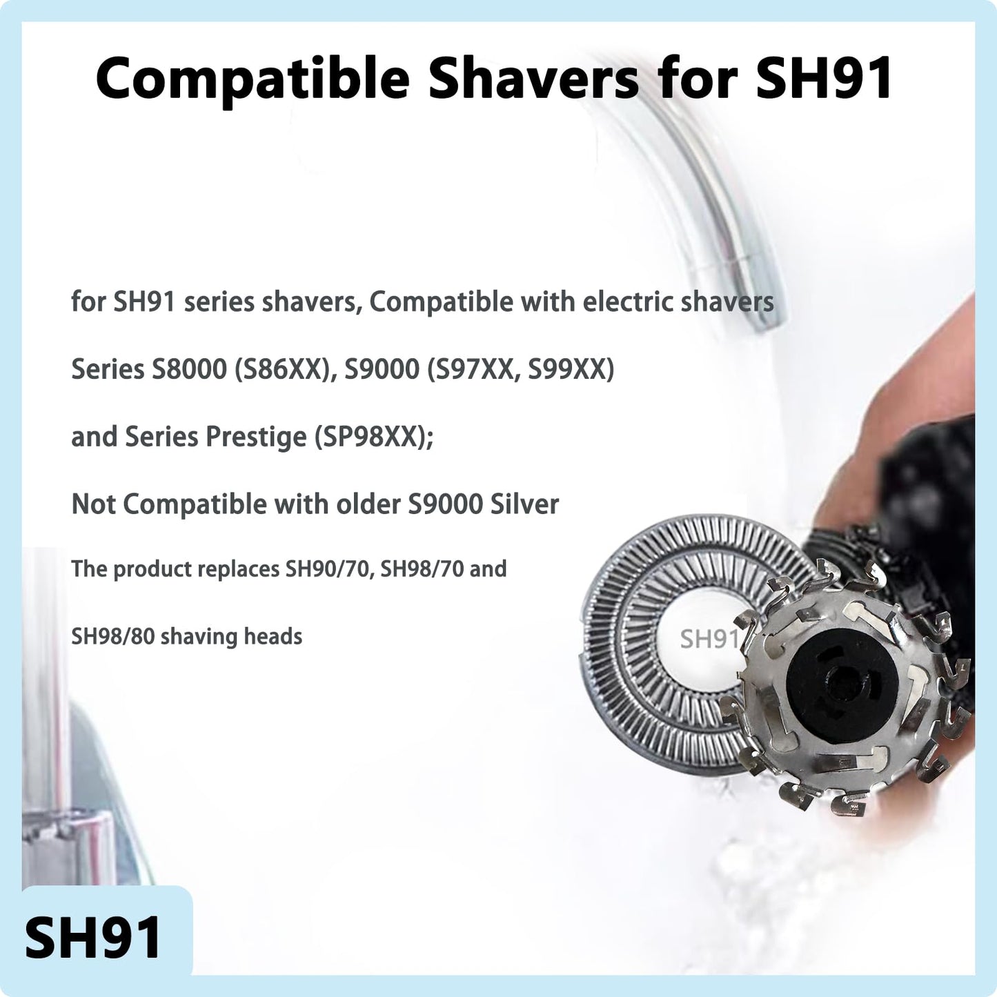 SH91/52 Replacement Heads for Philips Norelco Shaver Series 9000,s9000 Prestige(SP98xx) Electric Shaver,SH91 Precision Blades Compatible with Norelco 9000 Replacement Heads