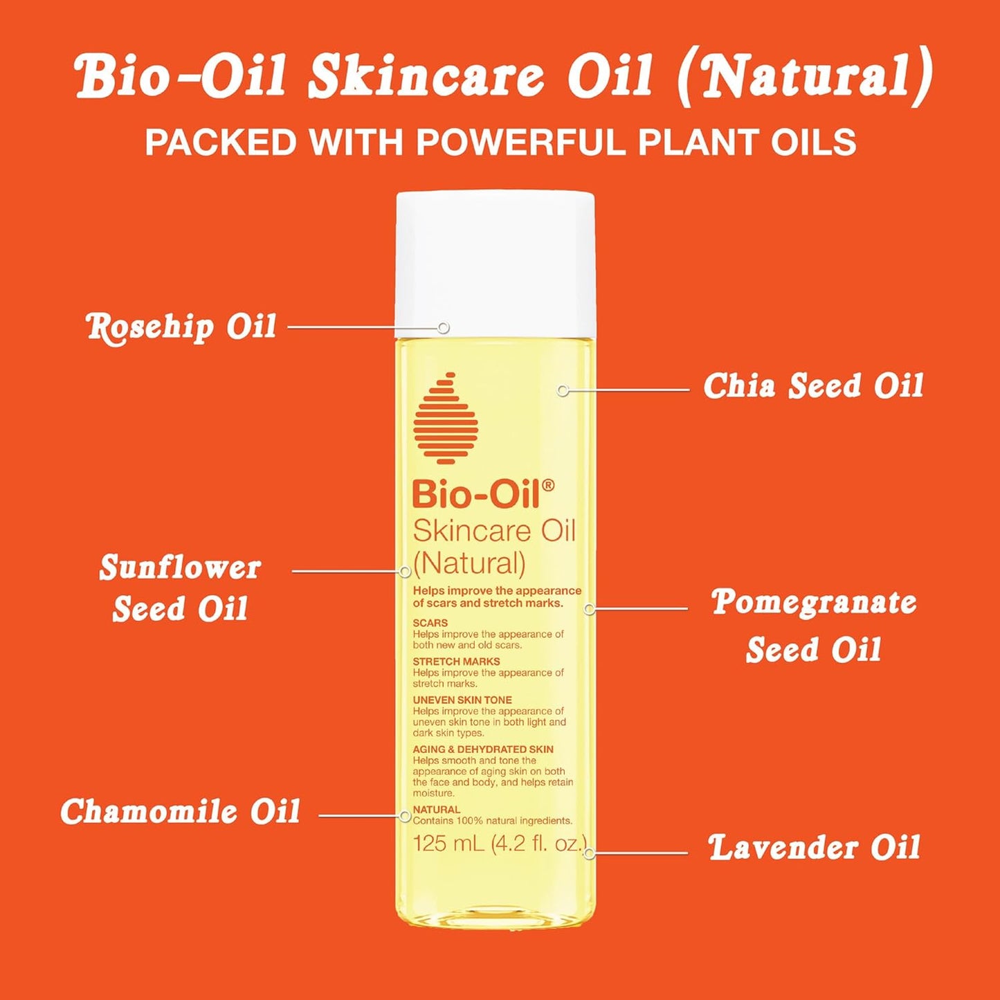 Bio-Oil Natural Skincare Oil - Serum for Scars & Stretch Marks | Face & Body Moisturizer, 4.2 Oz